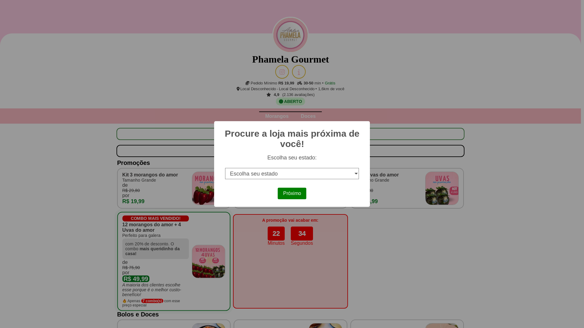 website screenshot of https://phamelagourmet.online/