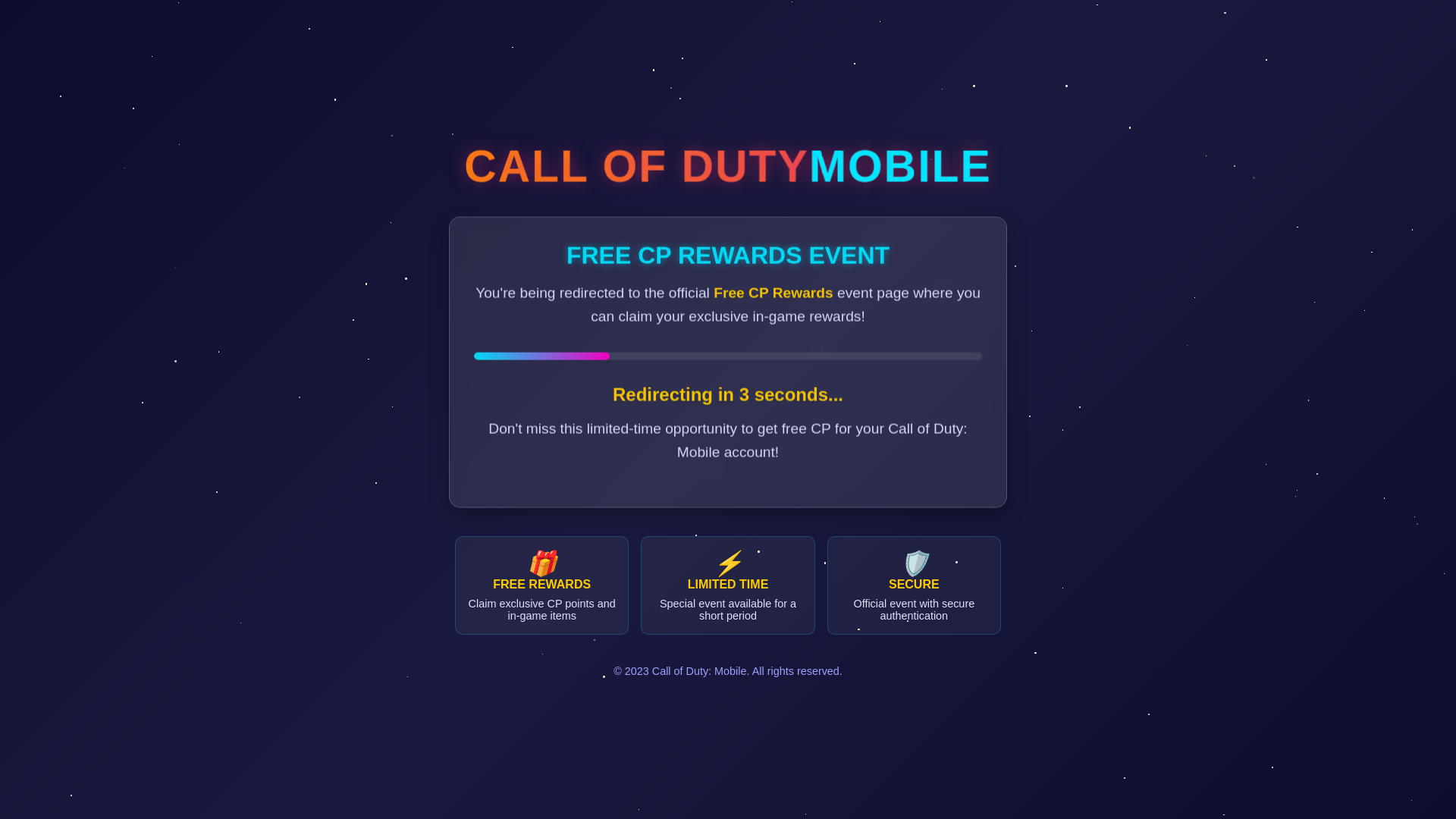 website screenshot of https://cpcodmgift.top