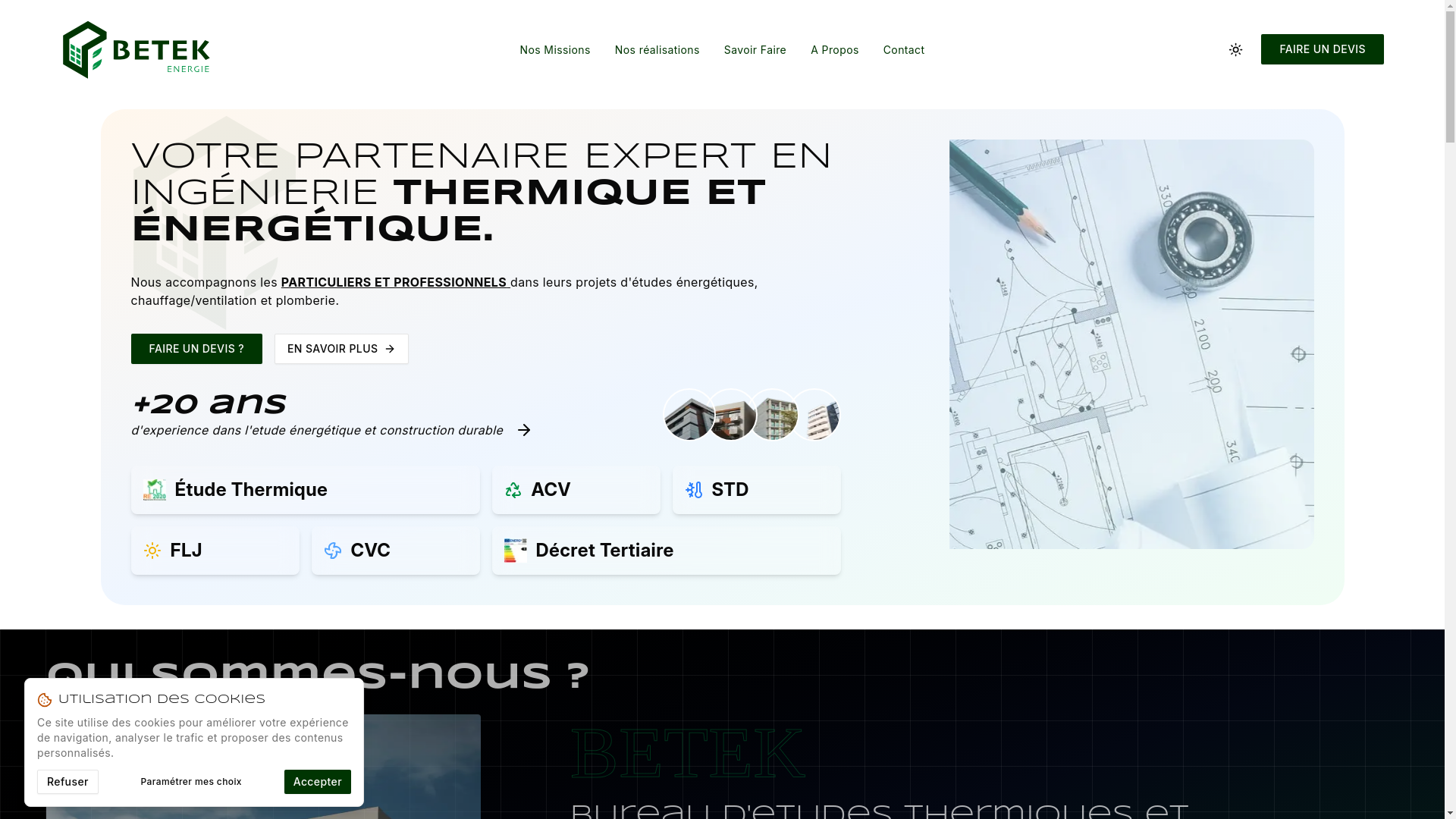 website screenshot of https://betekenergy.fr/