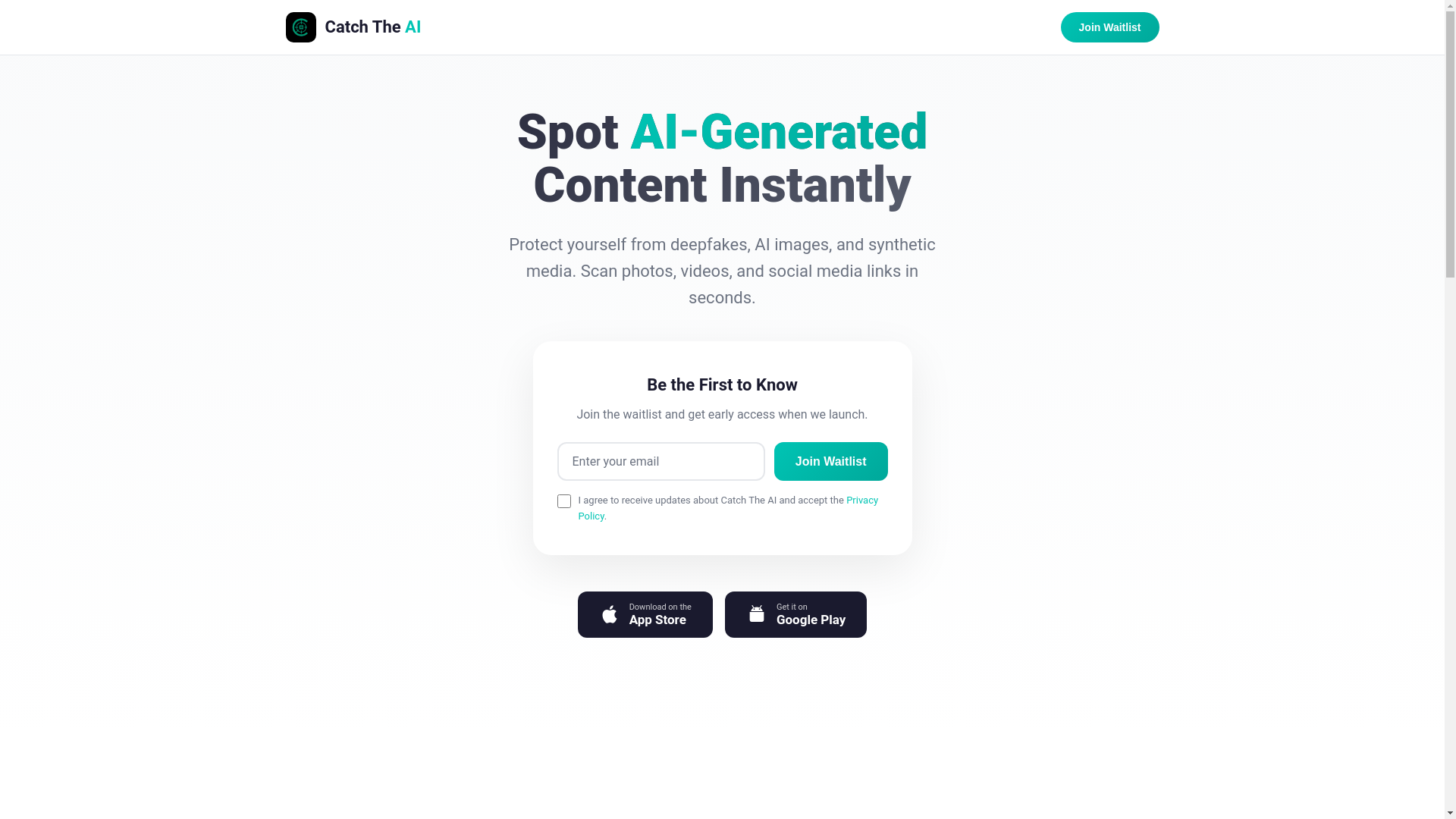 website screenshot of https://catchtheai.com/