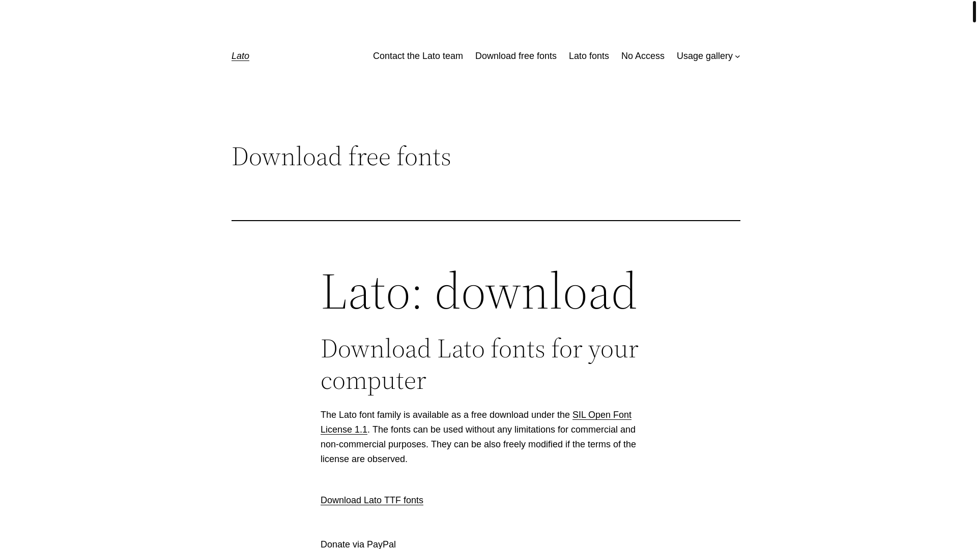website screenshot of https://www.latofonts.com/lato-free-fonts/