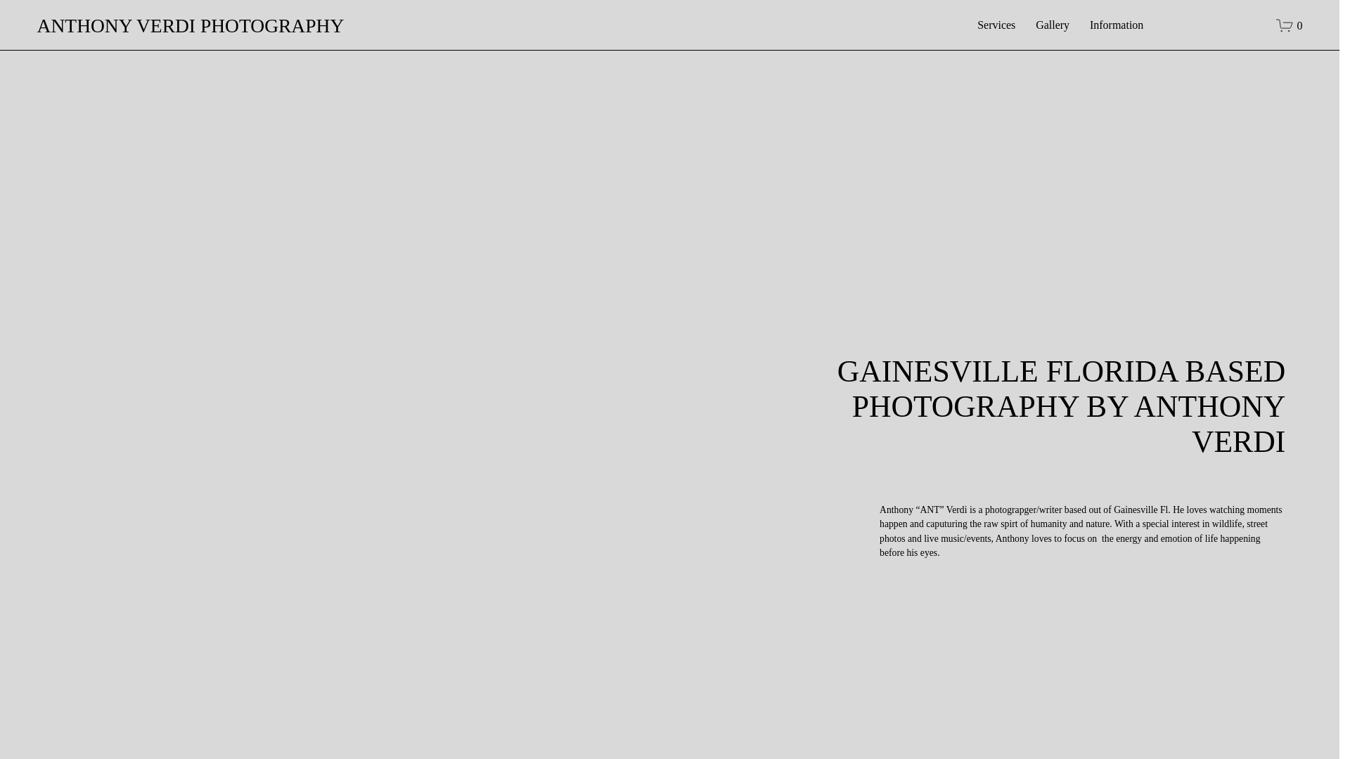 website screenshot of https://anthonyverdiphotography.com/