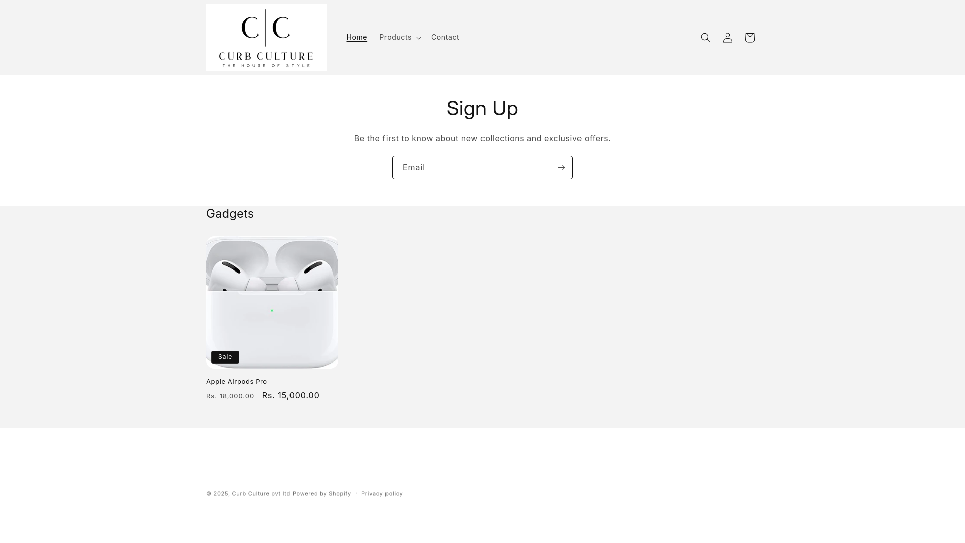 website screenshot of https://curbculturepvtltd.com/