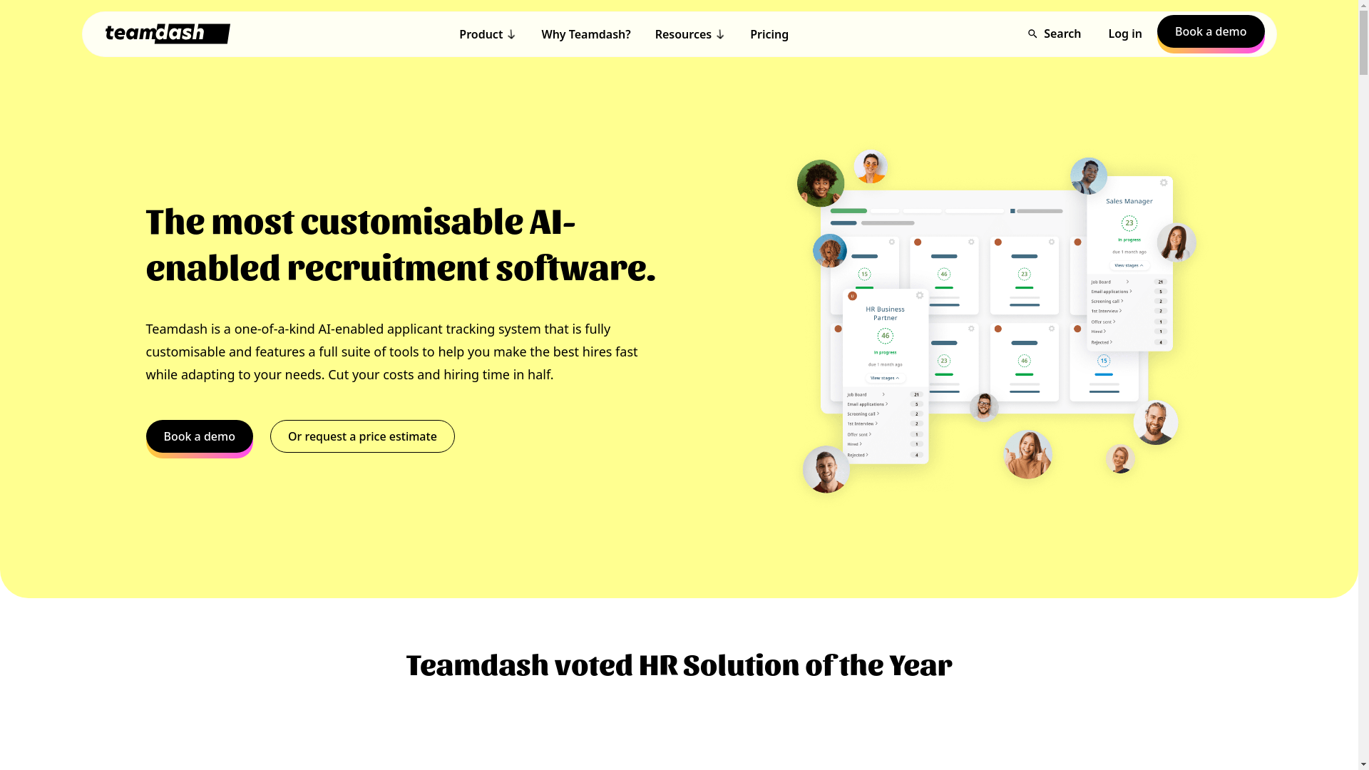 website screenshot of https://getteamdash.com/