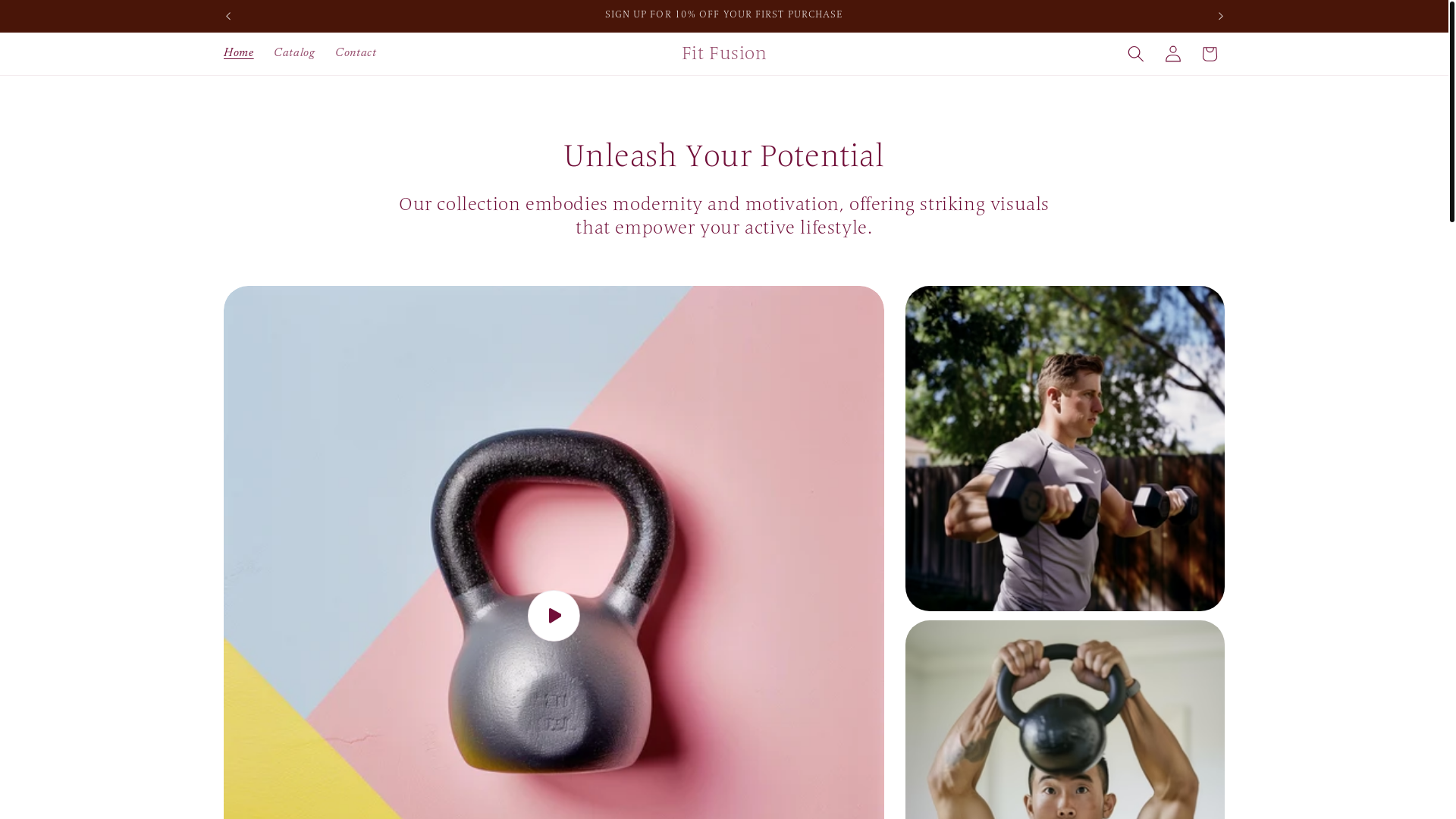 website screenshot of https://exercisefusion.shop/
