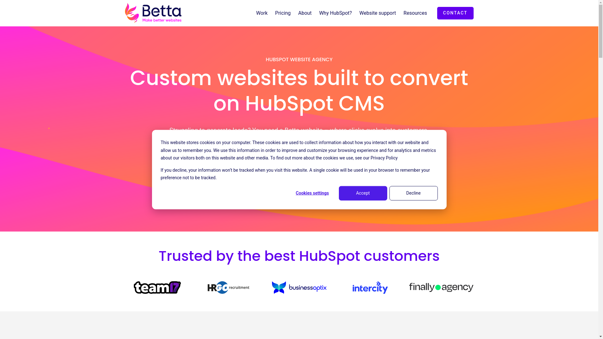 website screenshot of https://bettawebsteam.com/