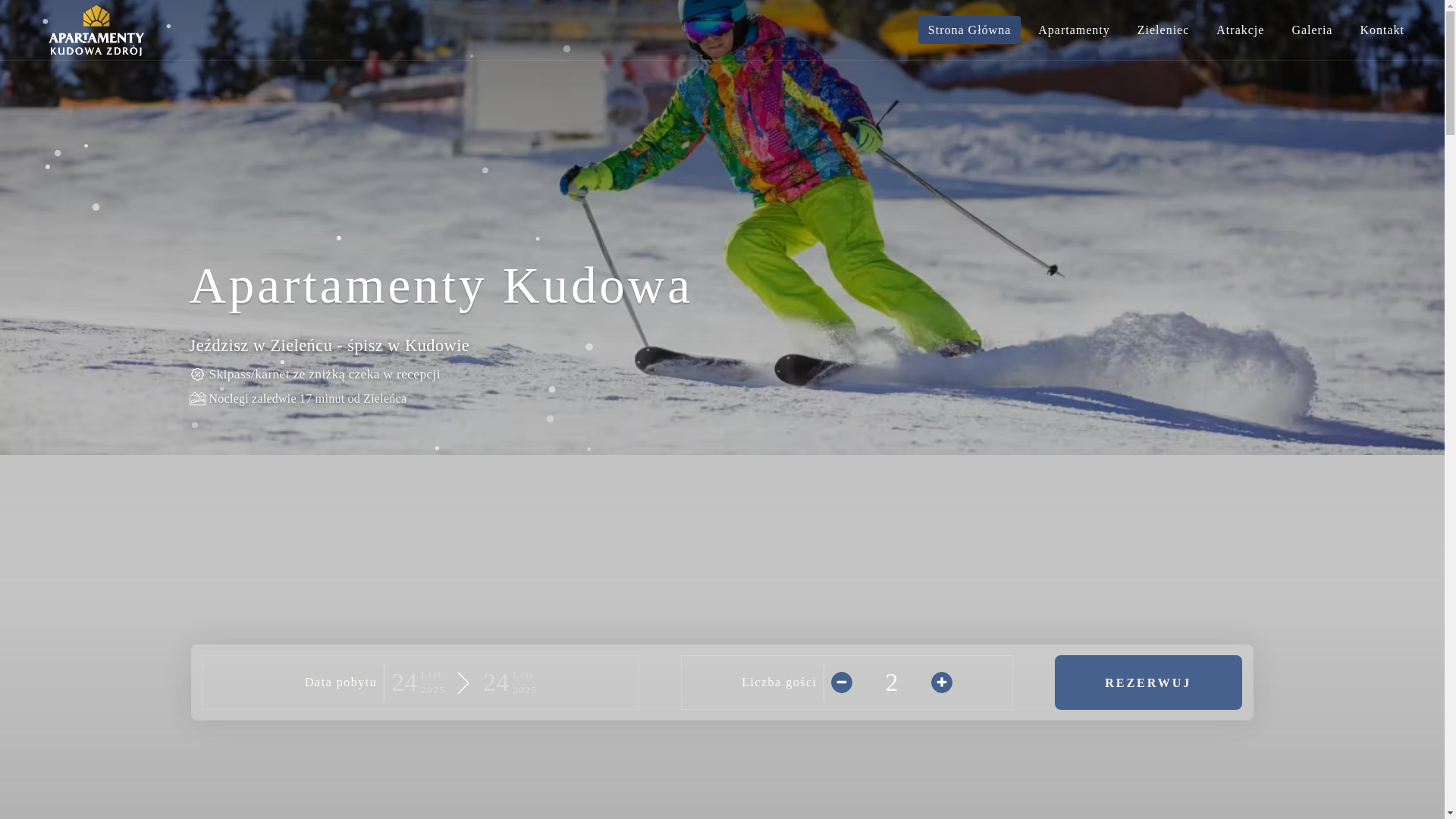 website screenshot of https://apartamentyzieleniec.com.pl/