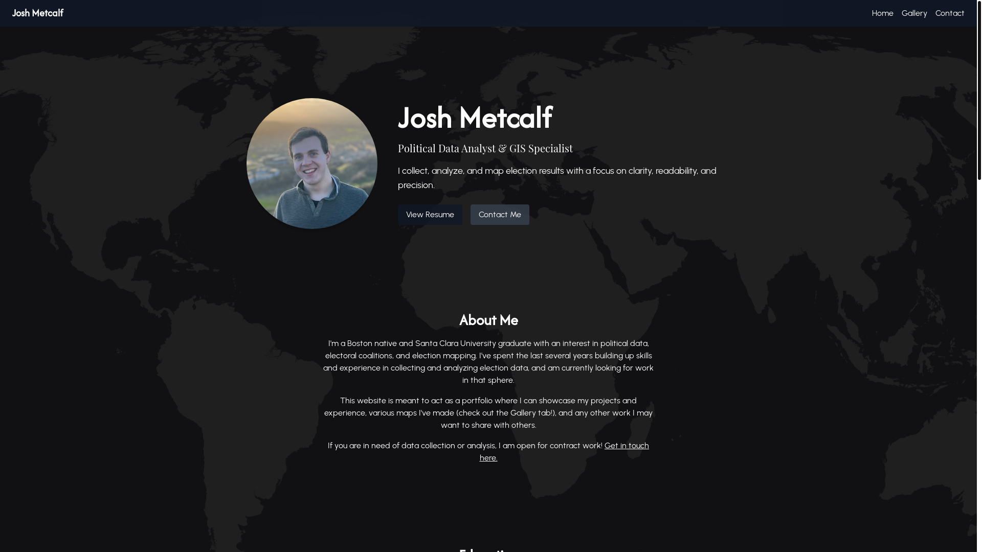 website screenshot of https://joshmetcalf.xyz/