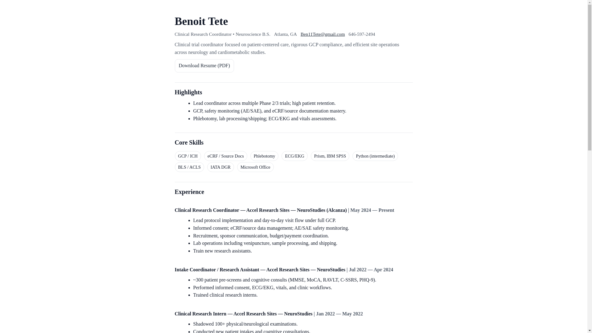 website screenshot of https://benoittete.com/