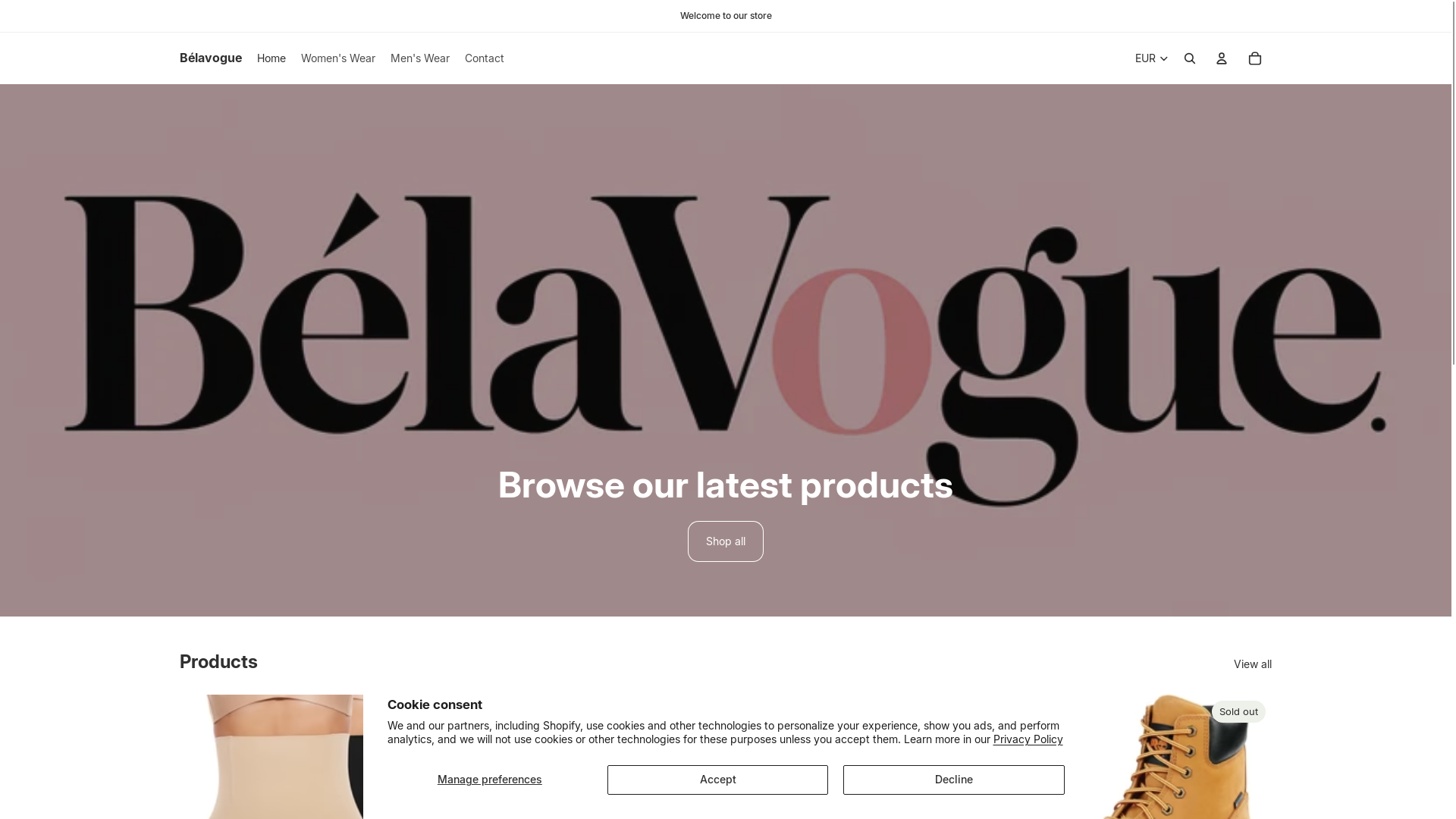 website screenshot of https://belavogue.shop/