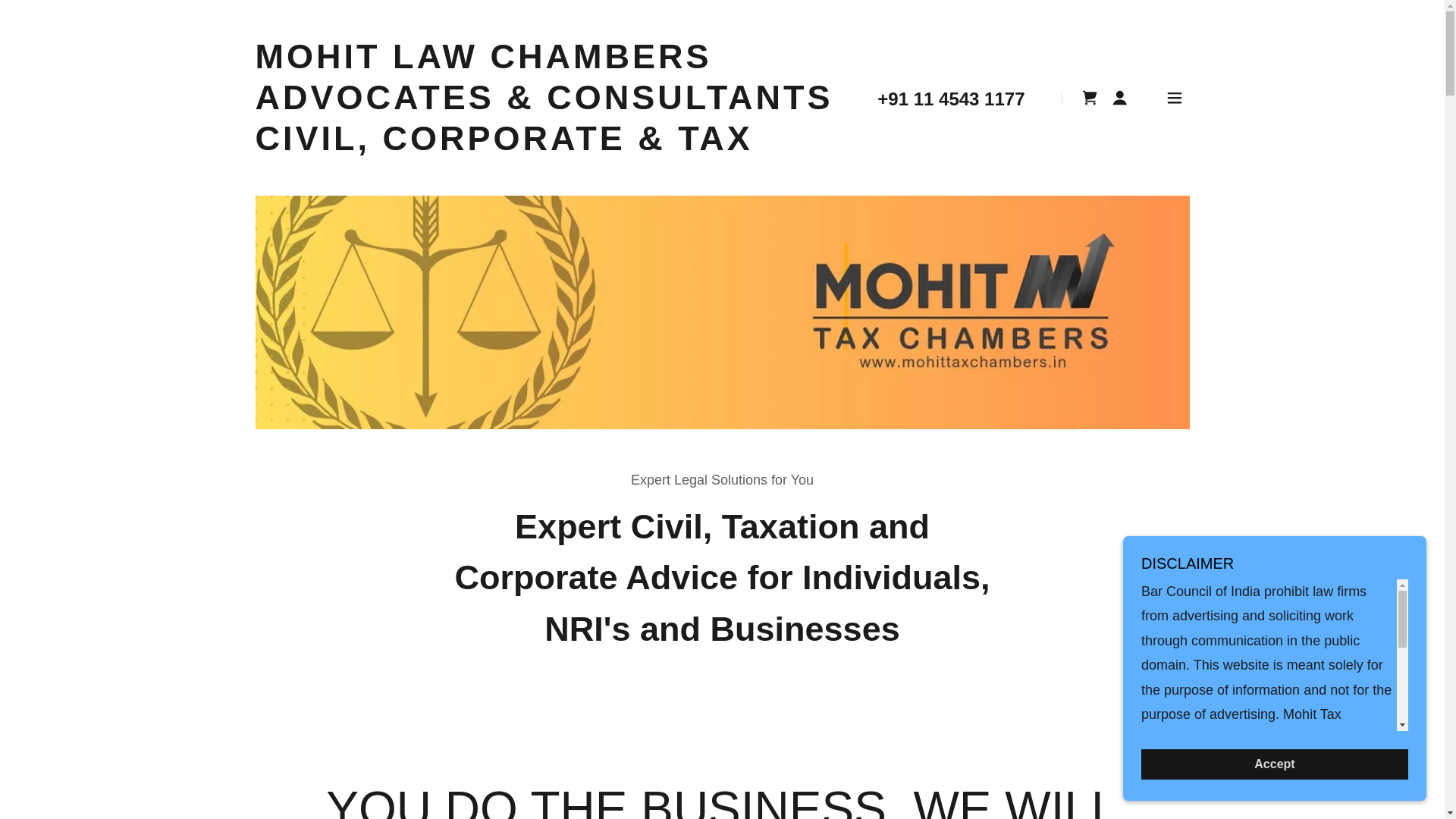 website screenshot of https://mohitlawchambers.com/