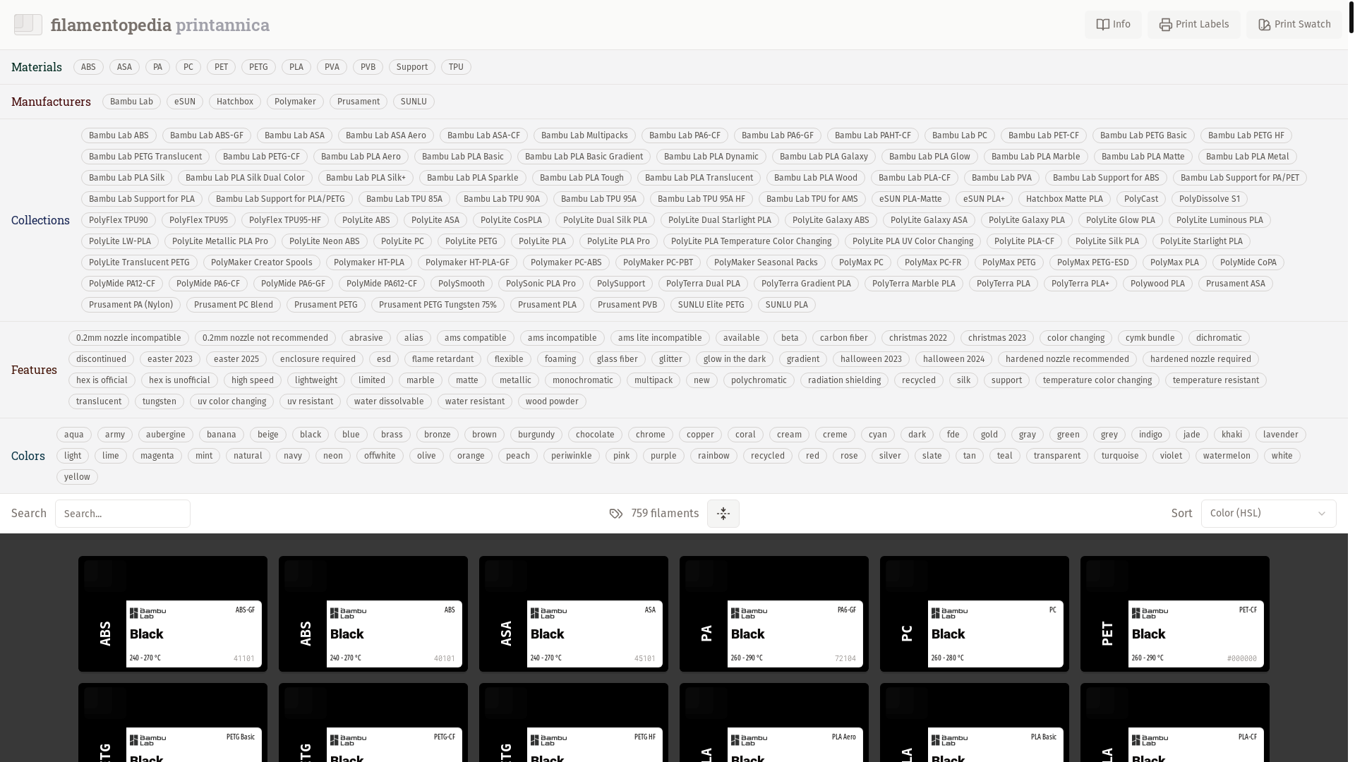 website screenshot of https://filamentopedia.pages.dev/