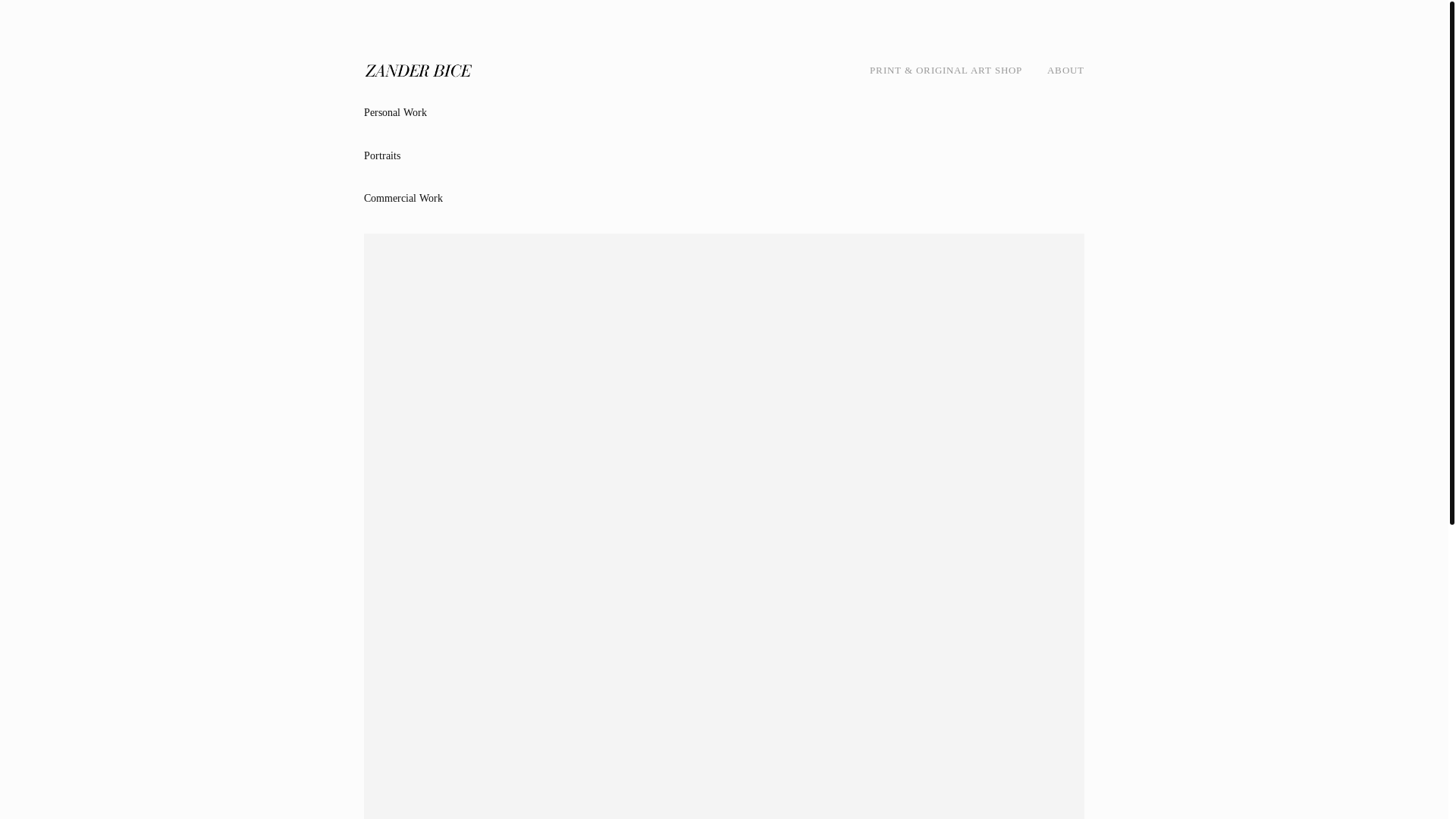website screenshot of https://zanderbice.art/