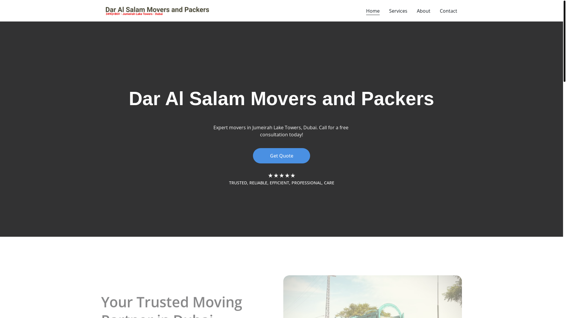 website screenshot of https://daralsalammoversandpackersllc.live/