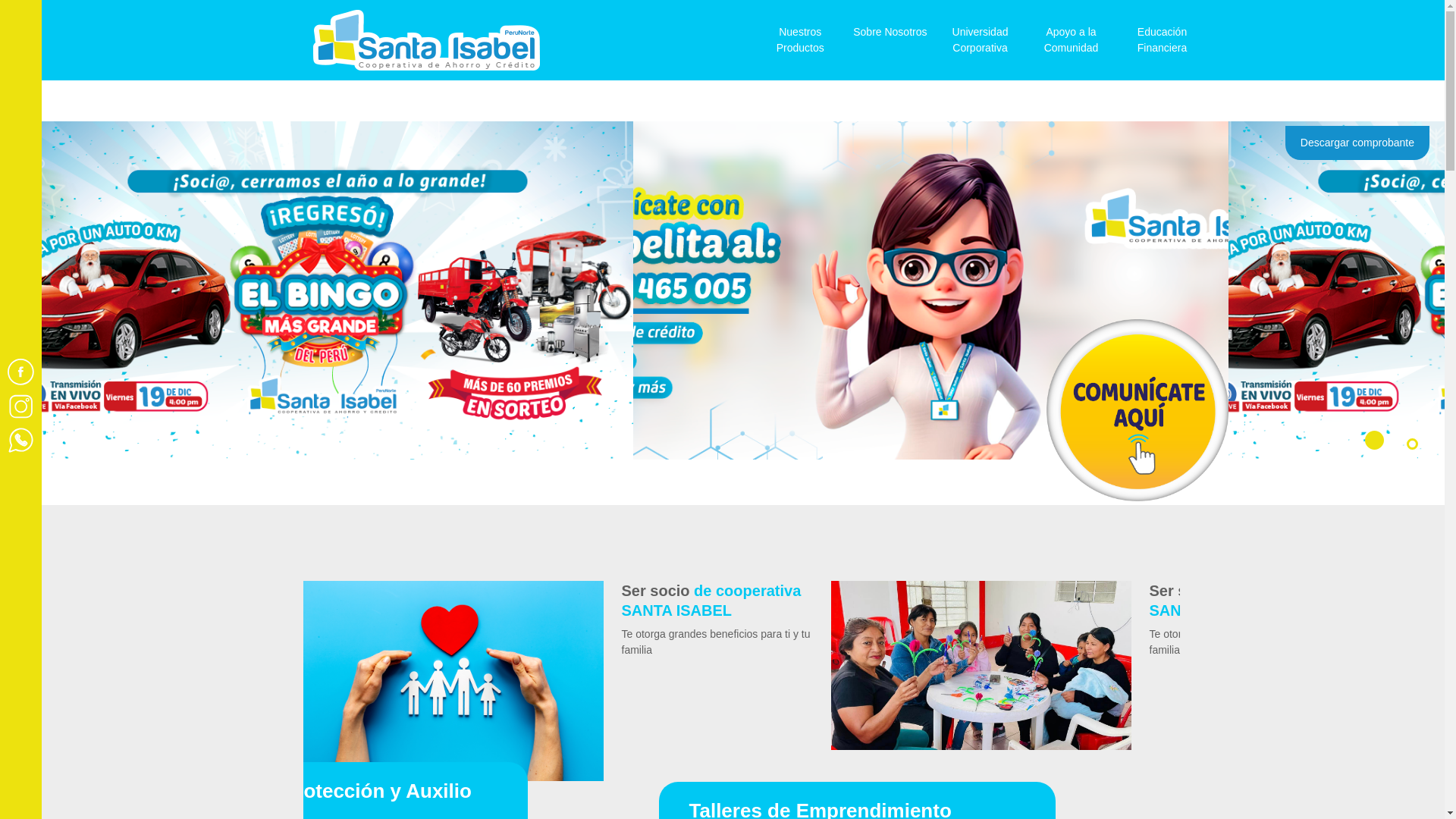 website screenshot of https://www.santaisabel.com.pe/