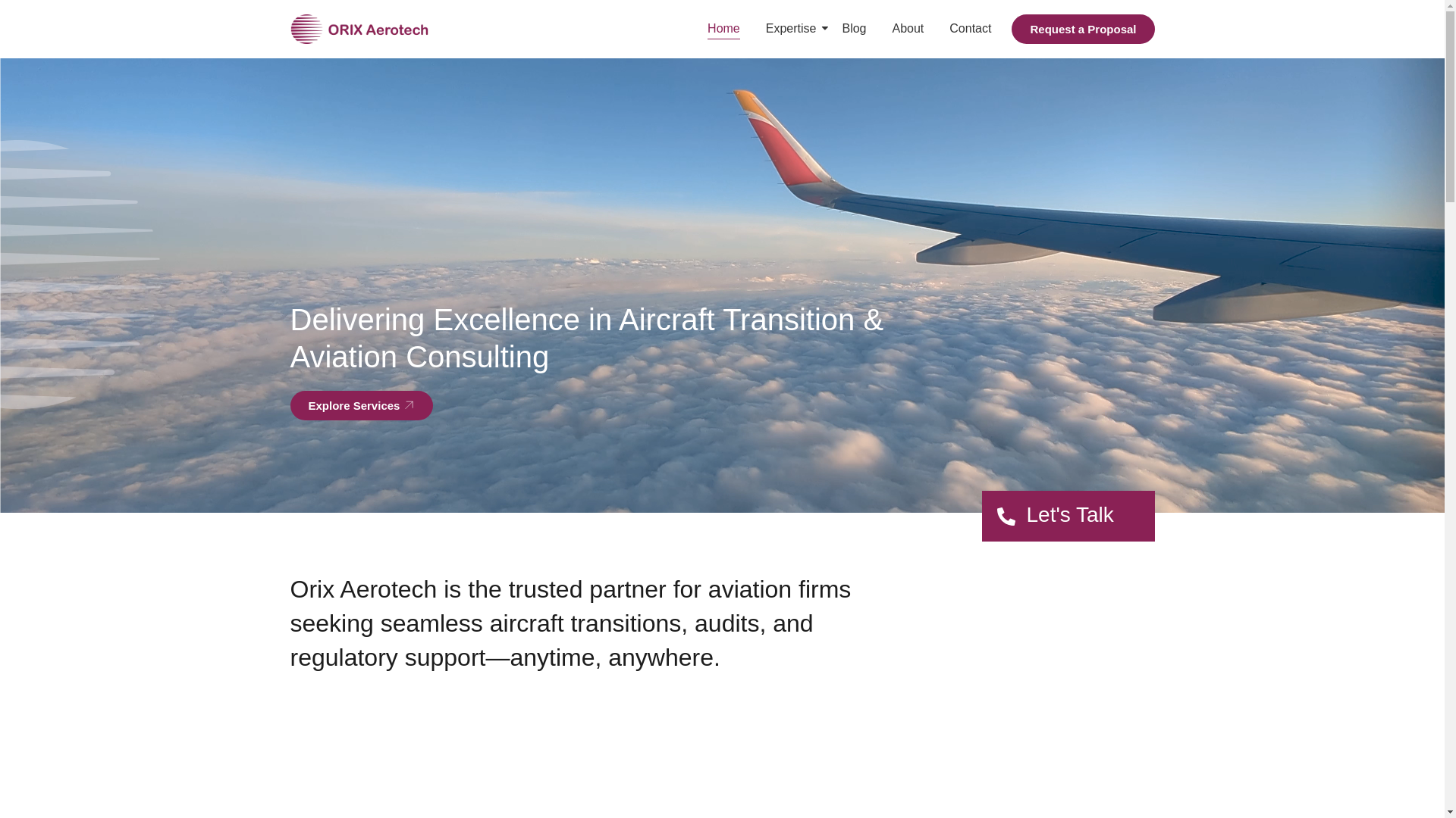 website screenshot of https://orixaerotech.com/