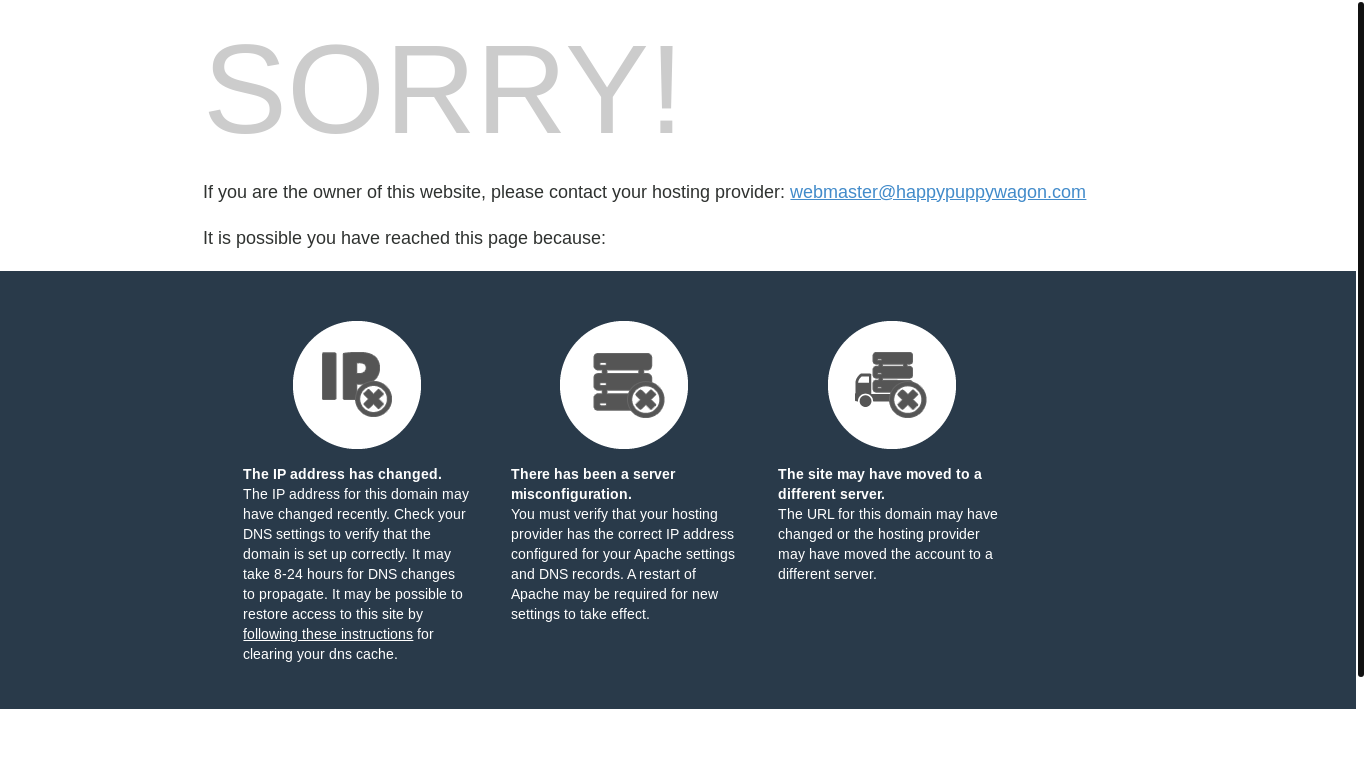 website screenshot of https://happypuppywagon.com/