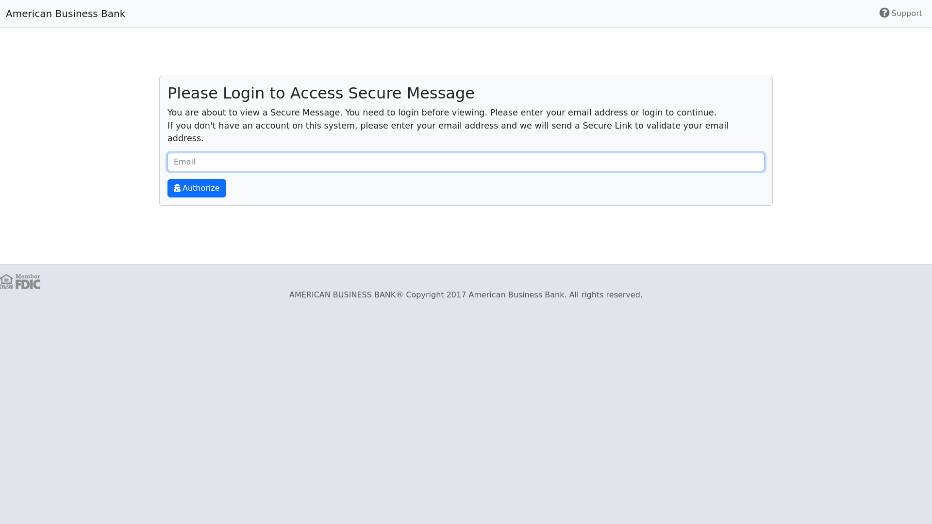 website screenshot of https://fs.americanbusinessbank.com/message/dOnLsQ5Gsame5LBVZAd4zx