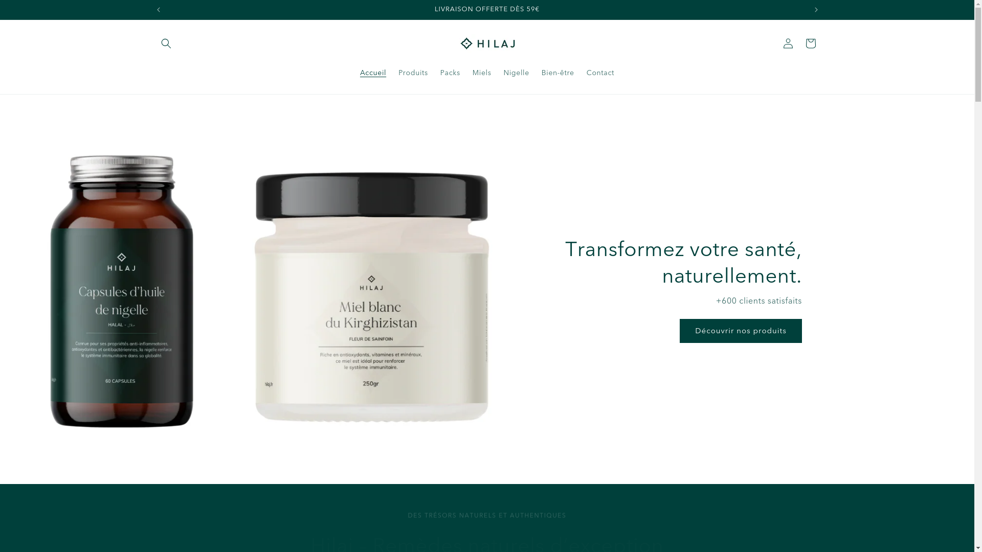 website screenshot of https://hilajnaturel.fr/