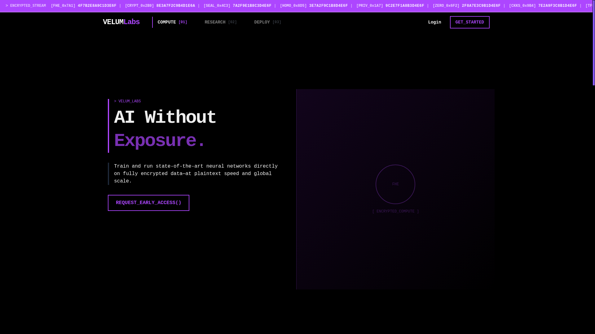 website screenshot of https://velum-labs.com/