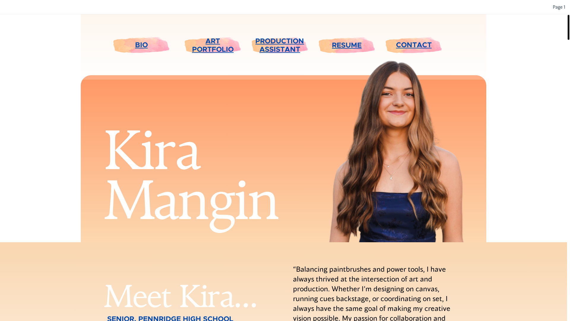 website screenshot of https://kiramangin.com/