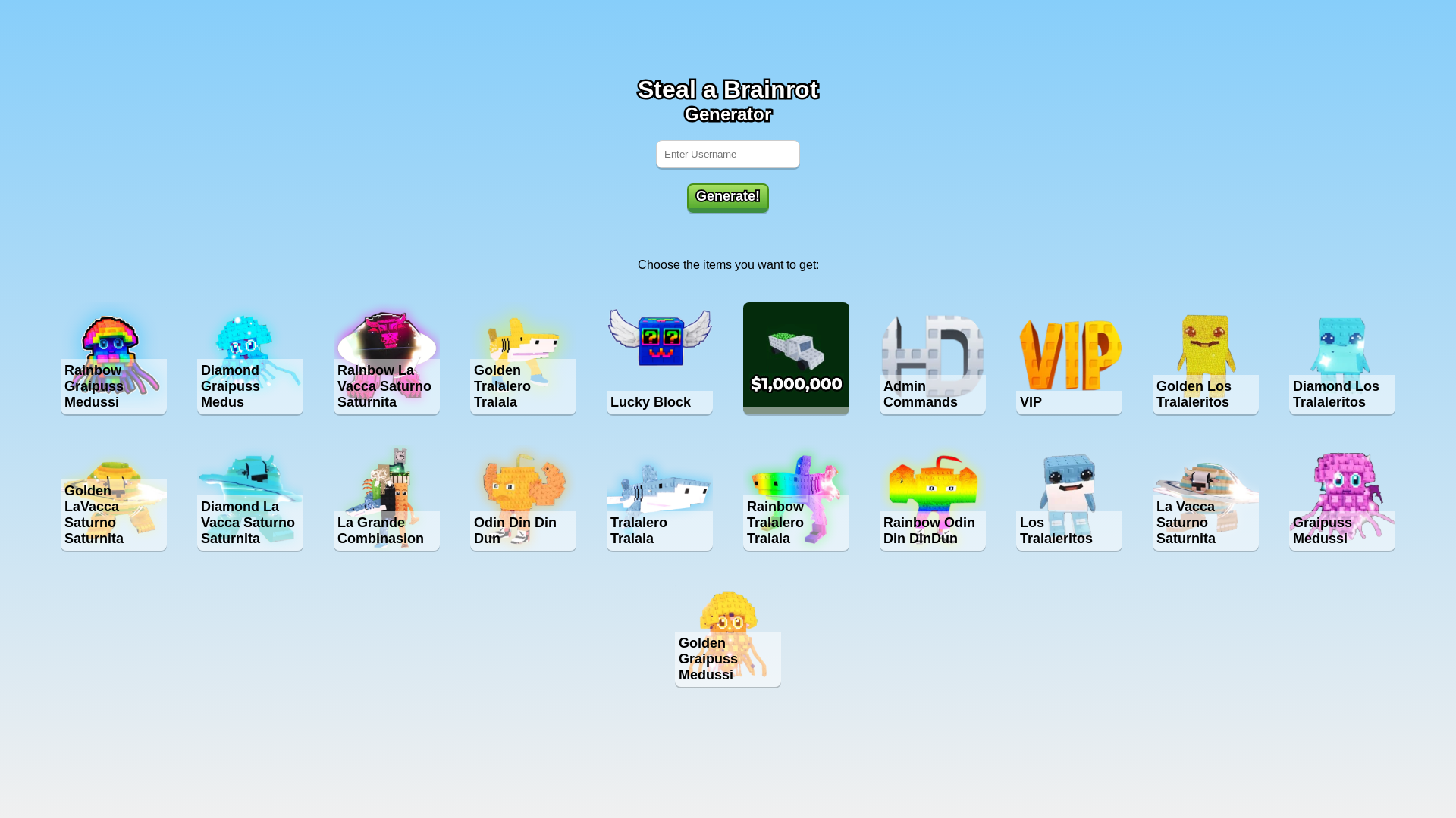 website screenshot of https://stealabrainrot-darvon25.pages.dev/