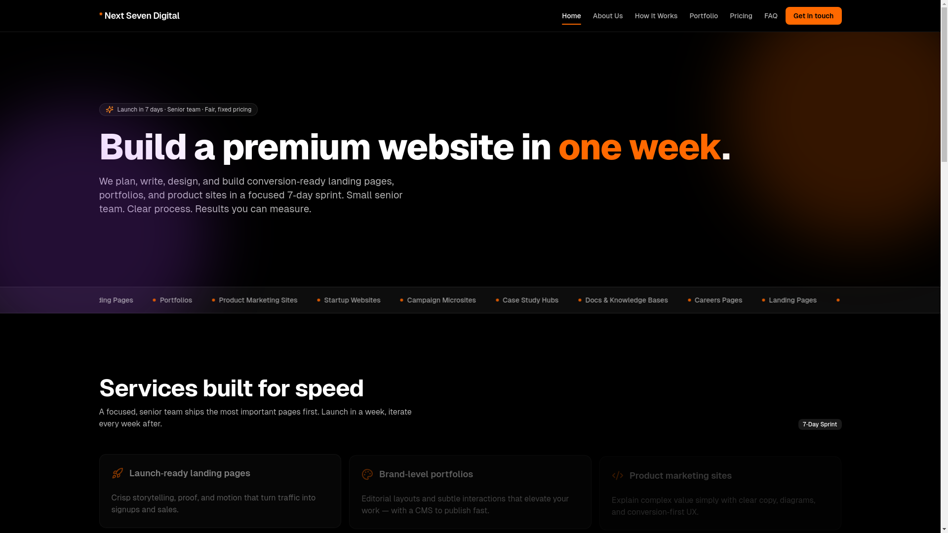 website screenshot of https://nextseven.digital/