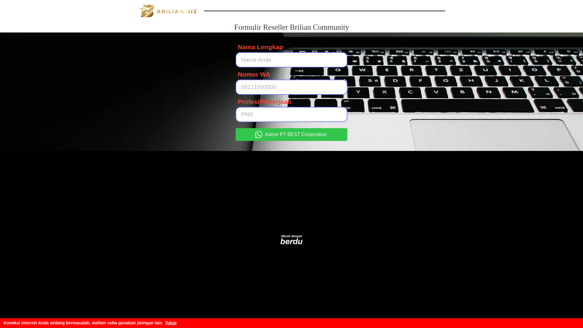 website screenshot of https://brilianform.my.id/