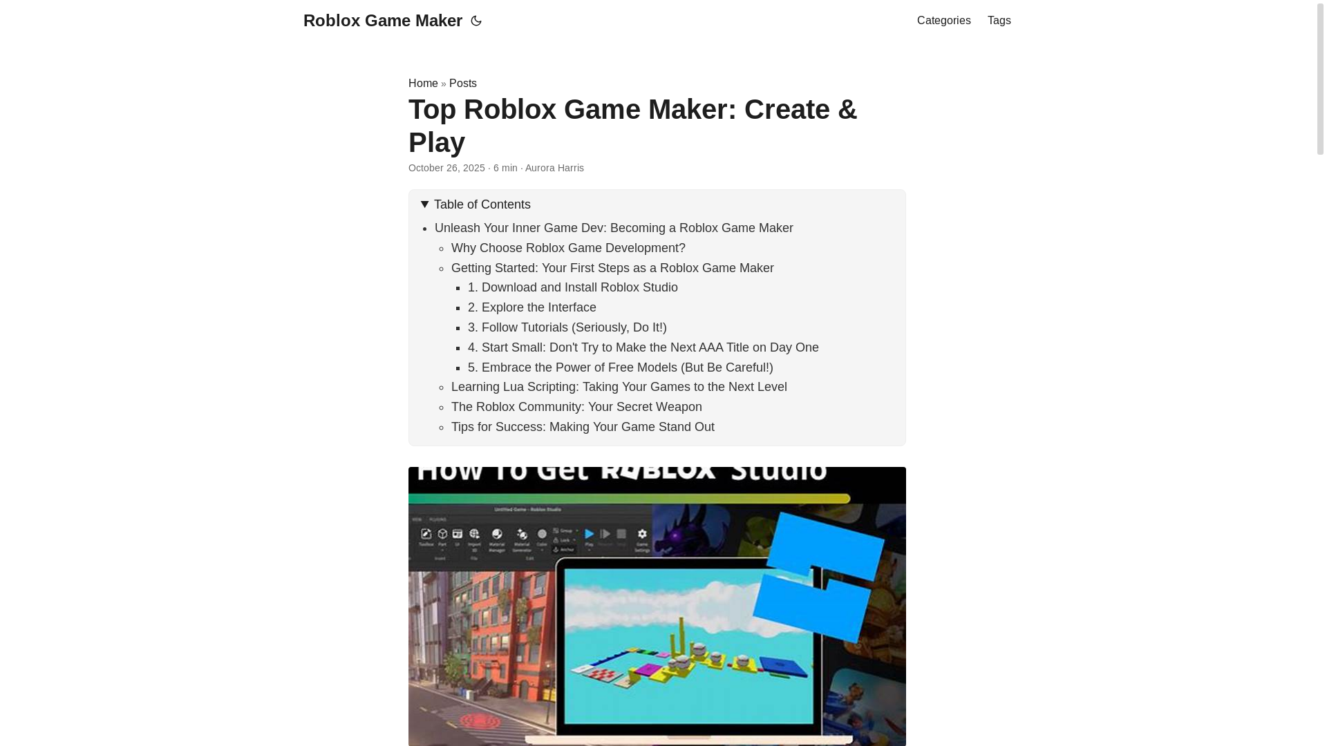 website screenshot of https://roblox-game-maker.pages.dev/