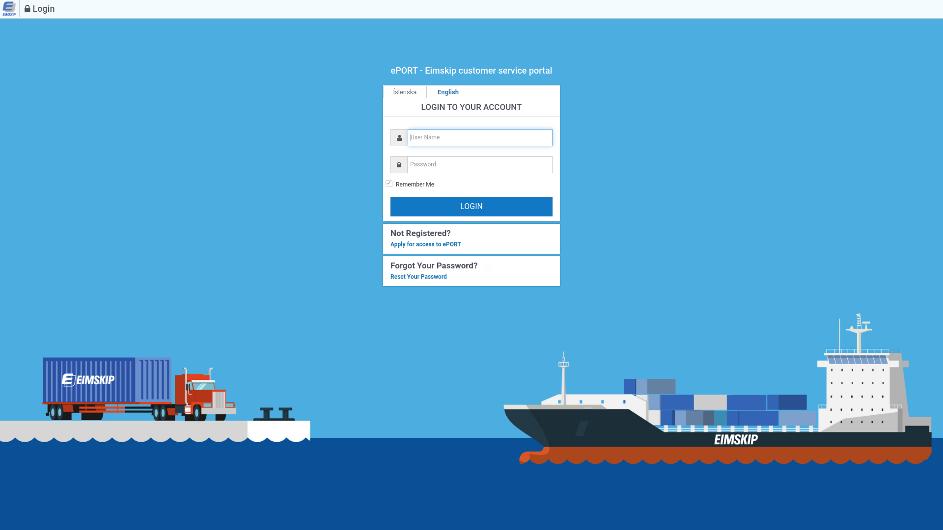 website screenshot of https://eport.is/
