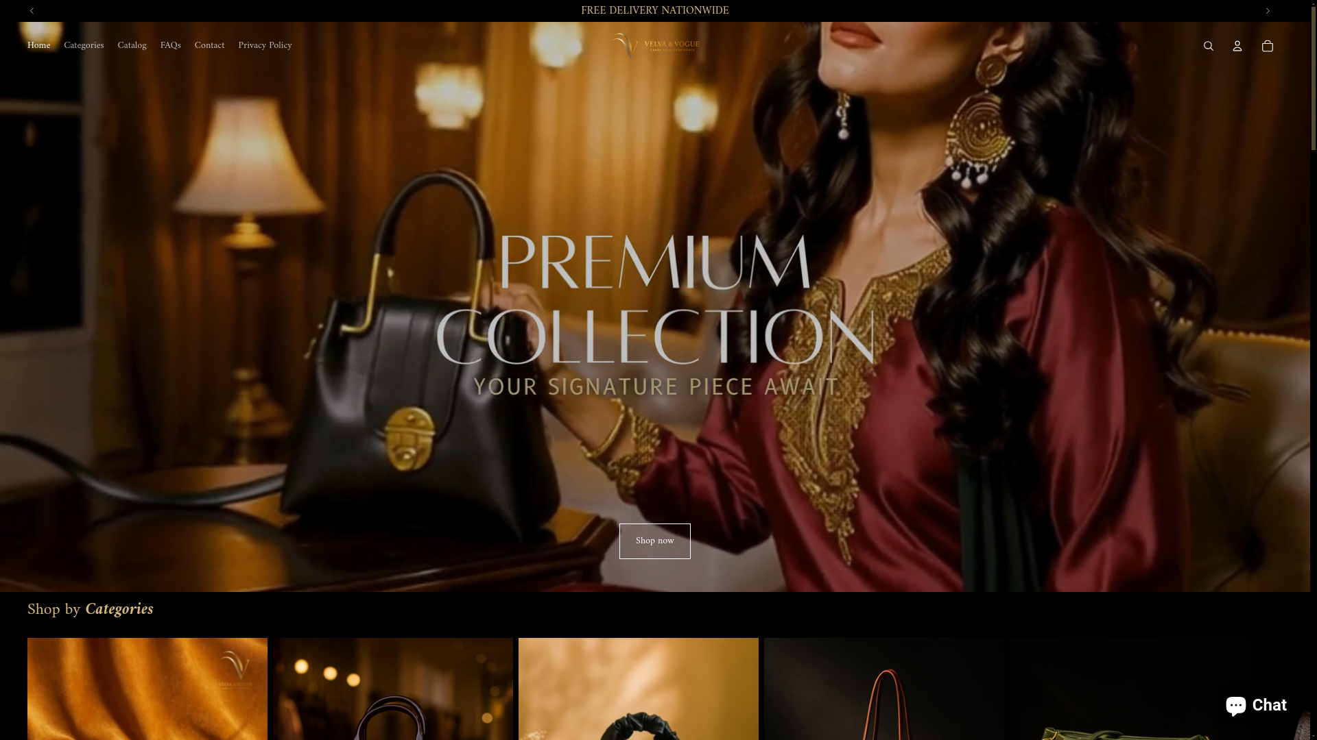 website screenshot of https://velvanvogue.store/