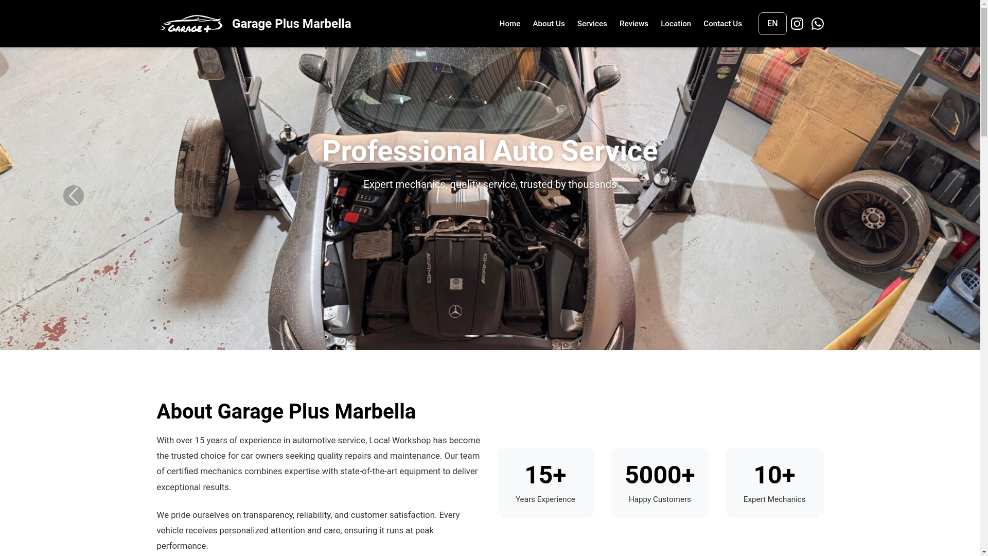 website screenshot of https://garageplusmarbella.com/