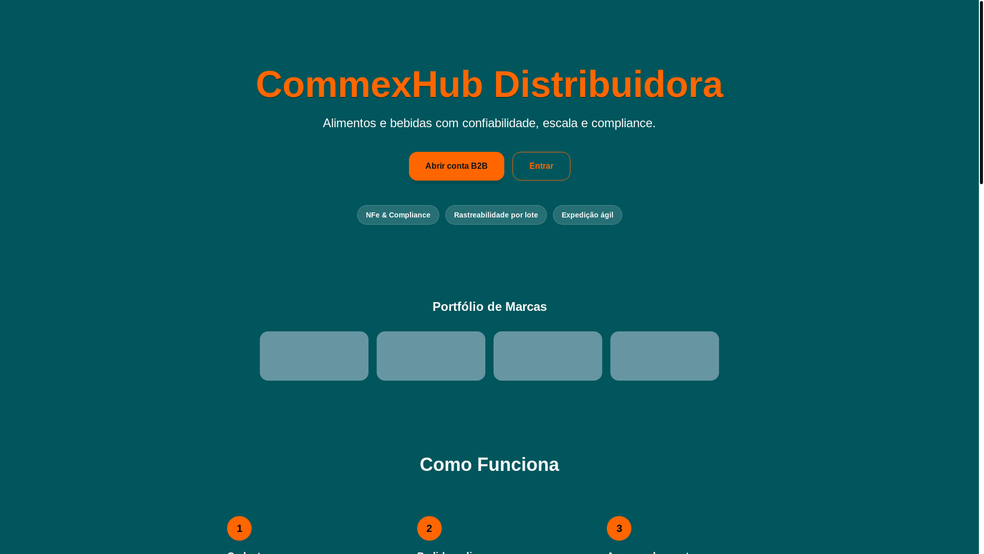 website screenshot of https://commexdistribuidora.com.br/