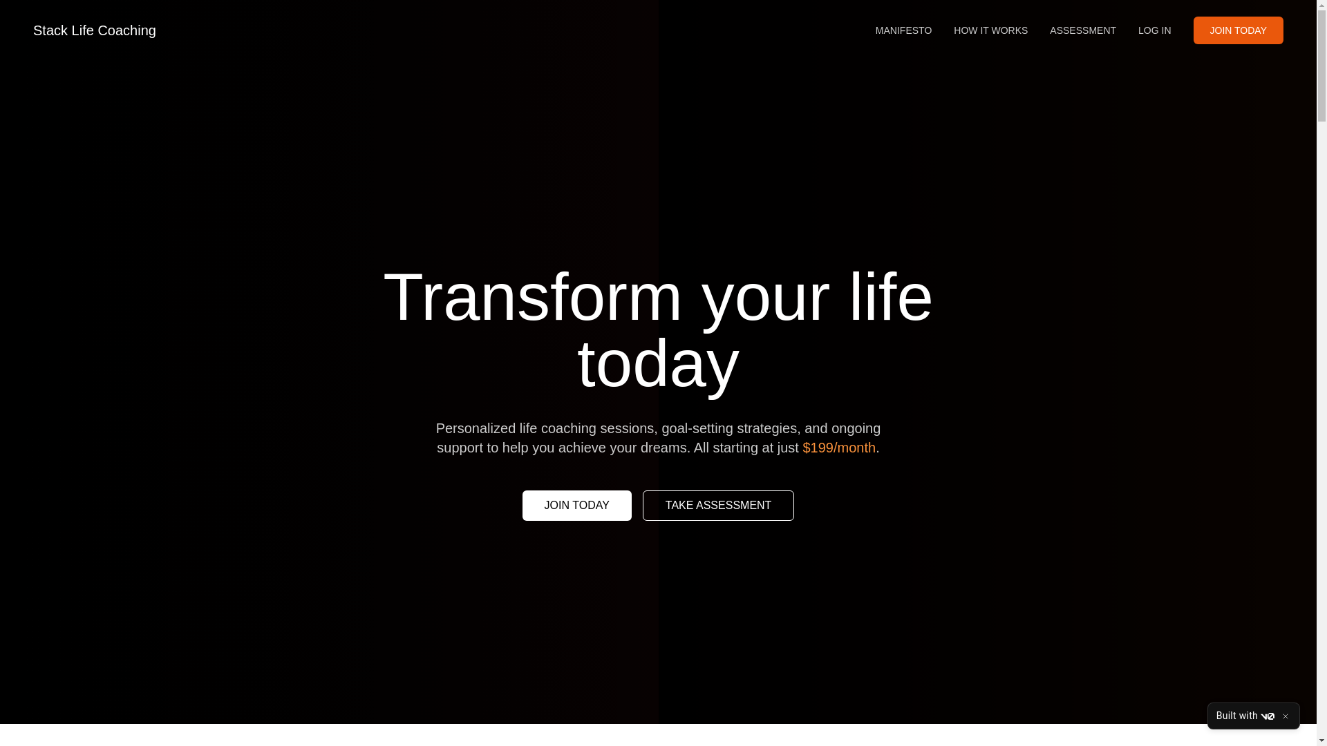 website screenshot of https://lifestackcoaching.com/