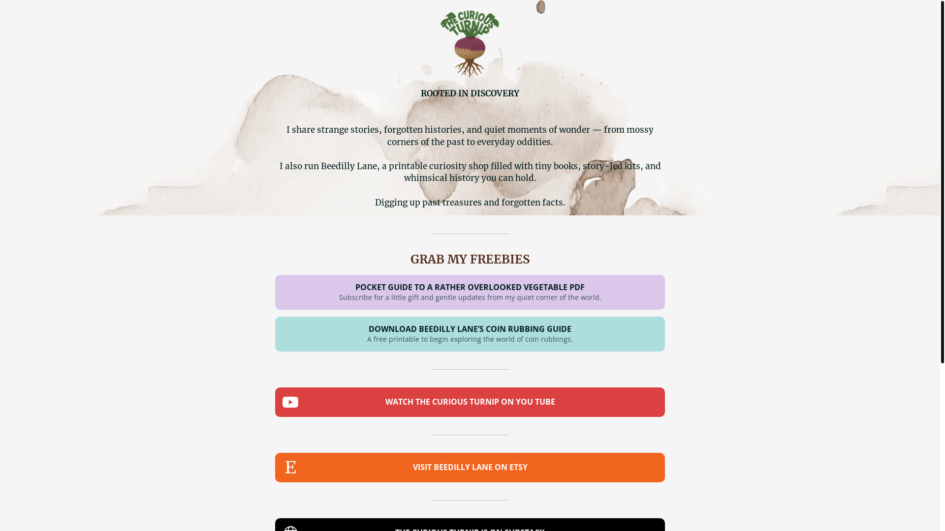 website screenshot of https://thecuriousturnip.co.uk/