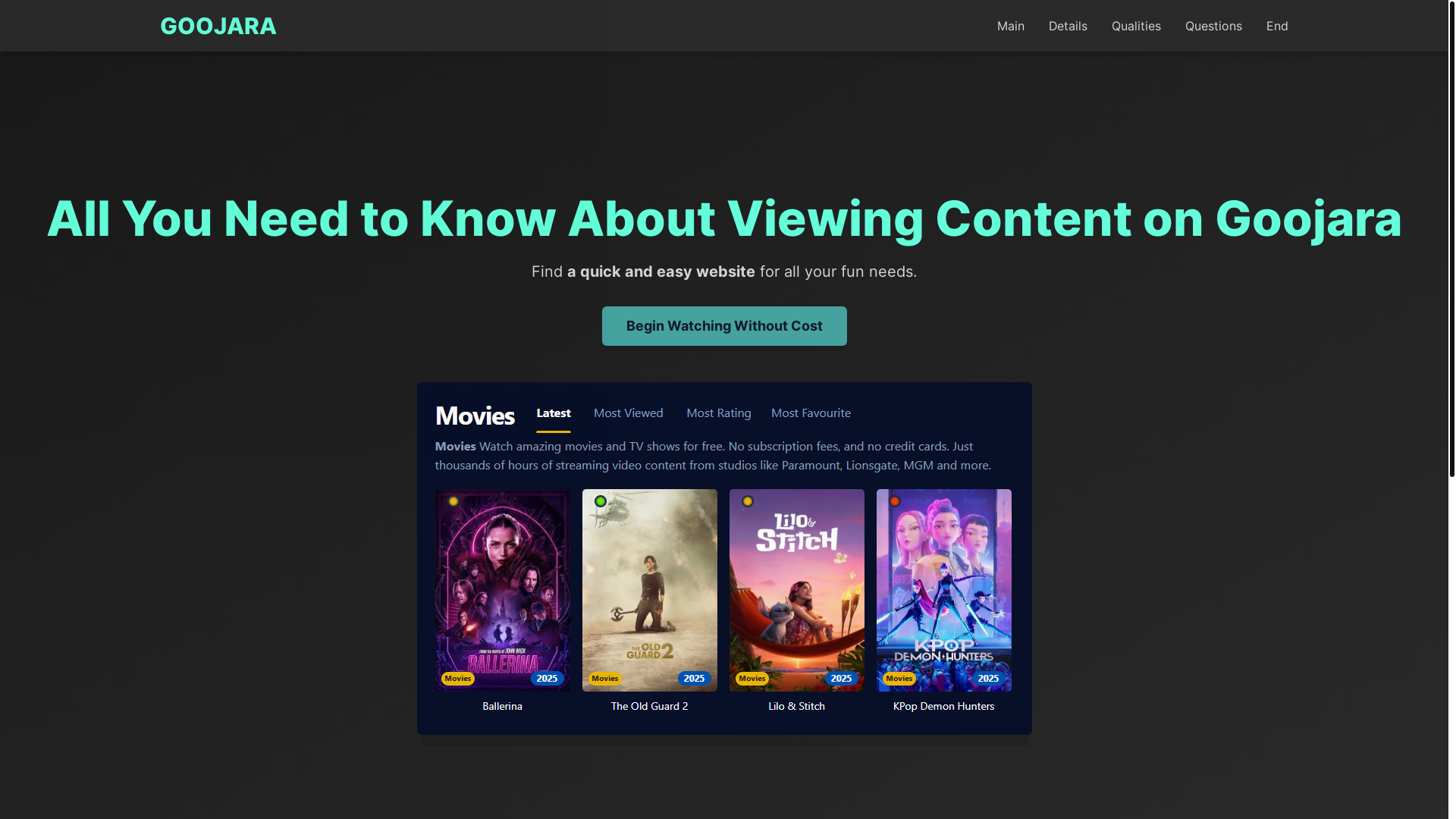 website screenshot of https://goojara-kdk9.pages.dev/
