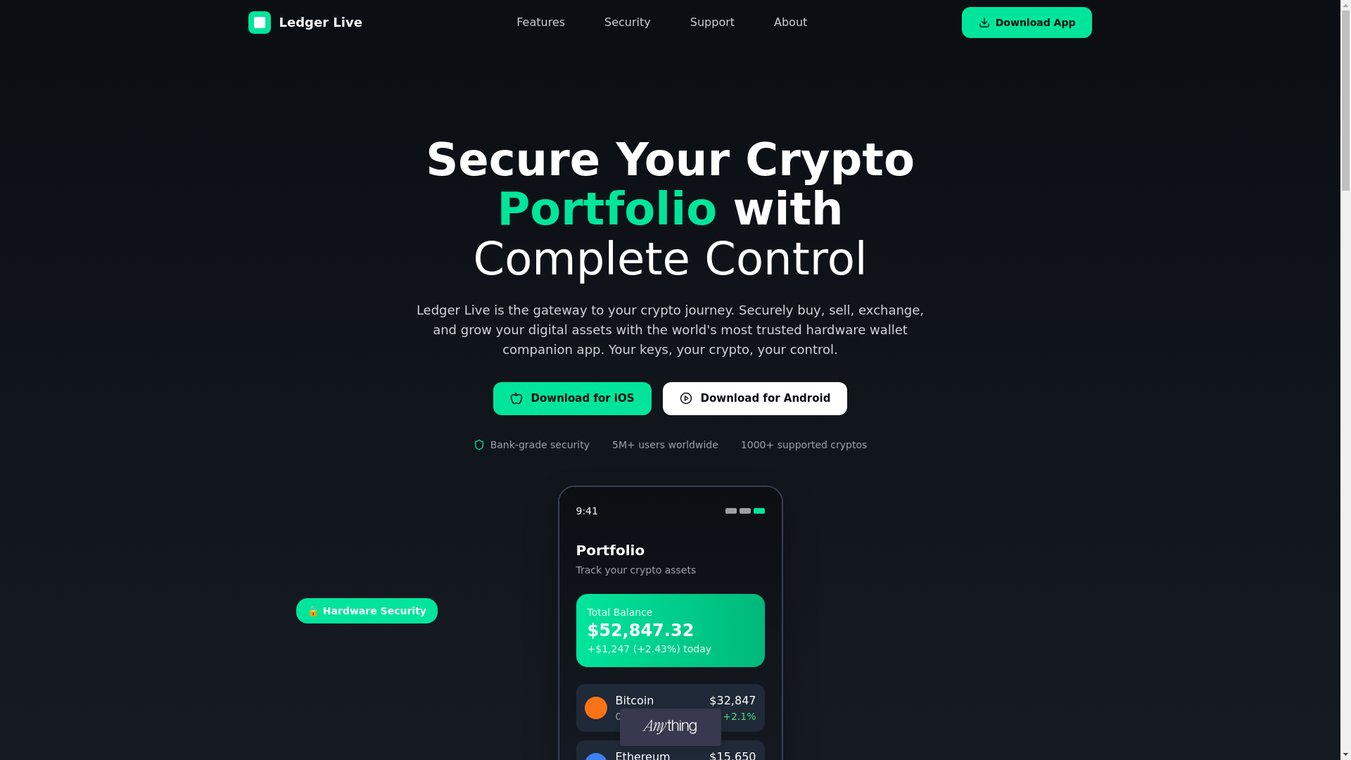 website screenshot of https://ledgerapp.created.app/