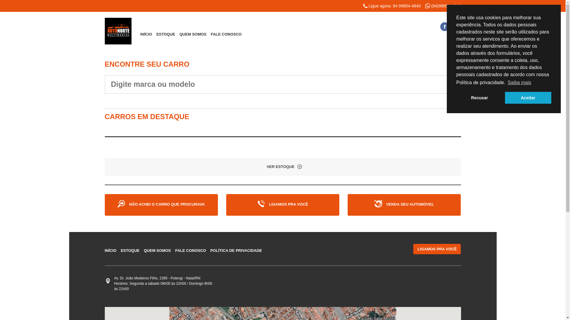 website screenshot of https://sigaautonorte.com.br/