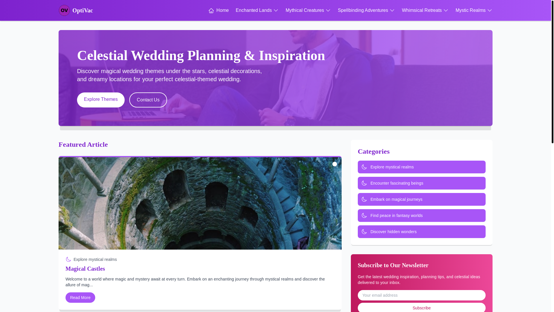 website screenshot of https://optimalvacations.live/