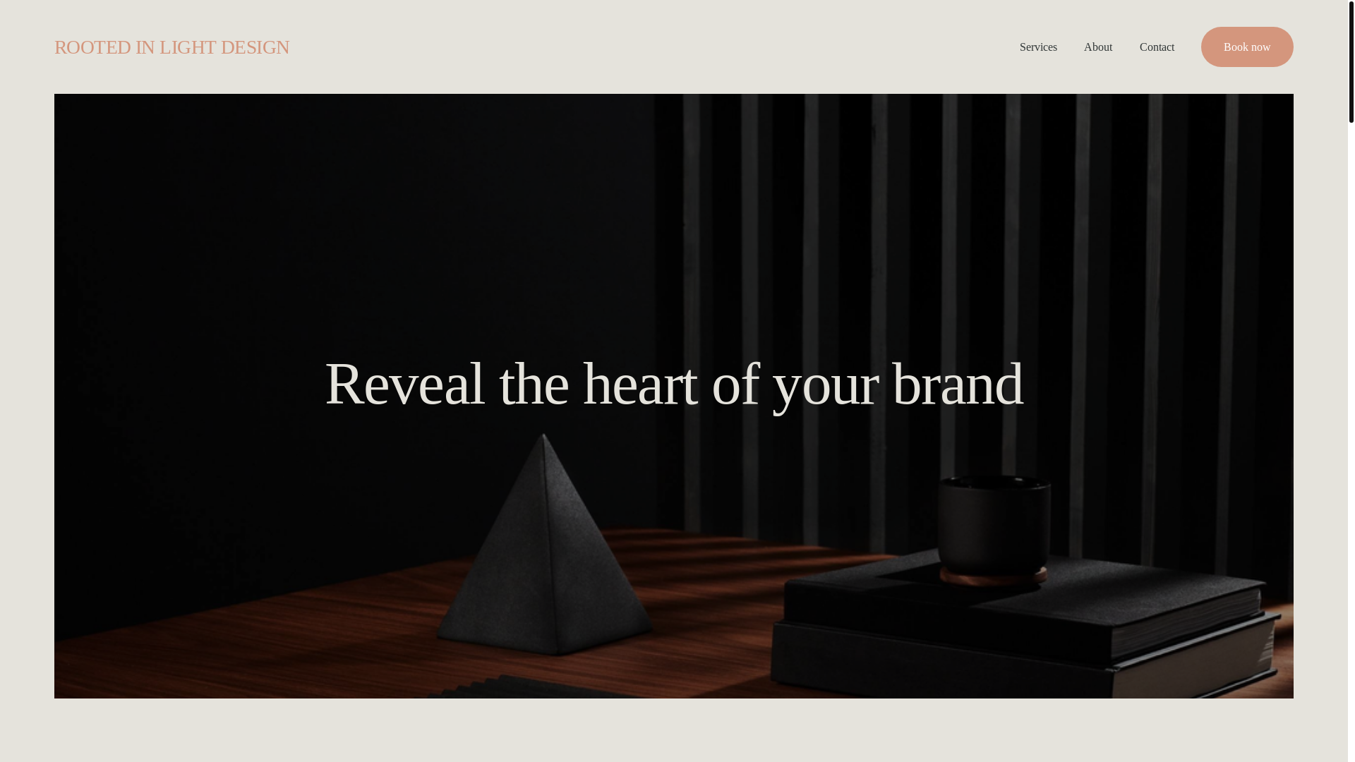 website screenshot of https://rootedinlightdesigns.com/