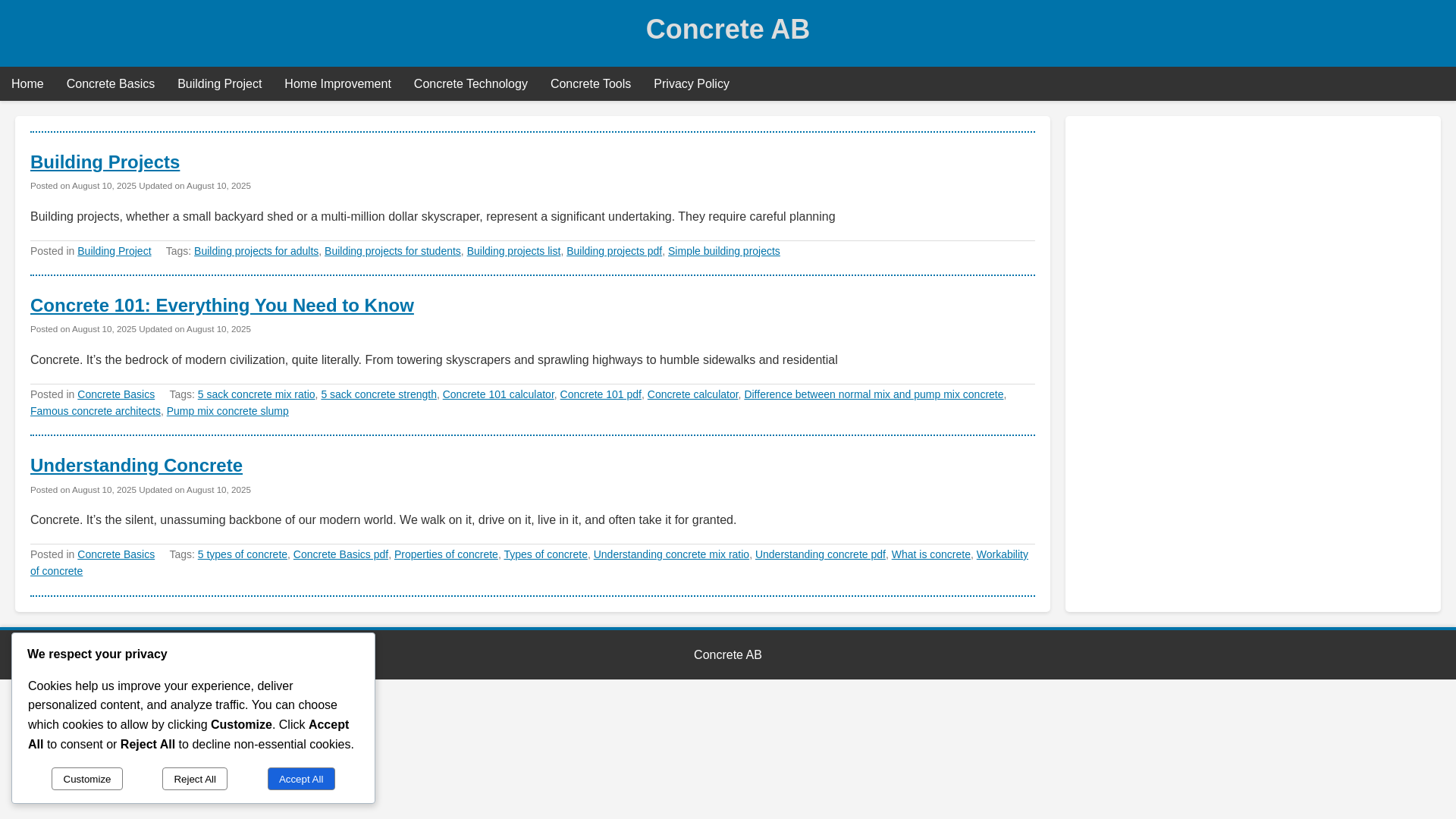 website screenshot of https://concreteab.com/