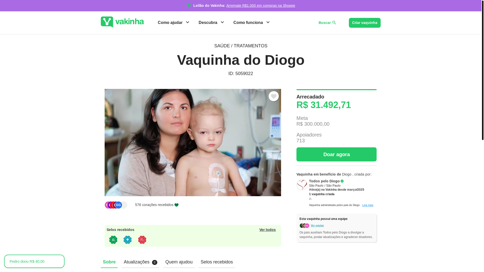 website screenshot of https://vakinhadoar.site/