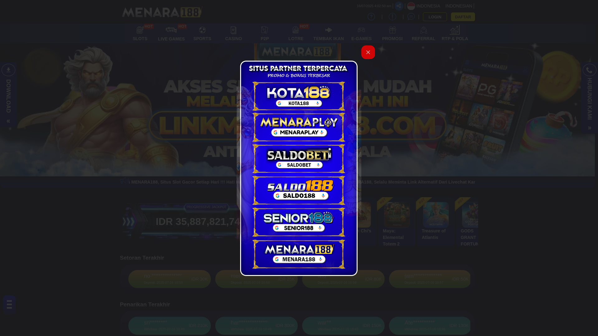 website screenshot of https://menara188g8.com/