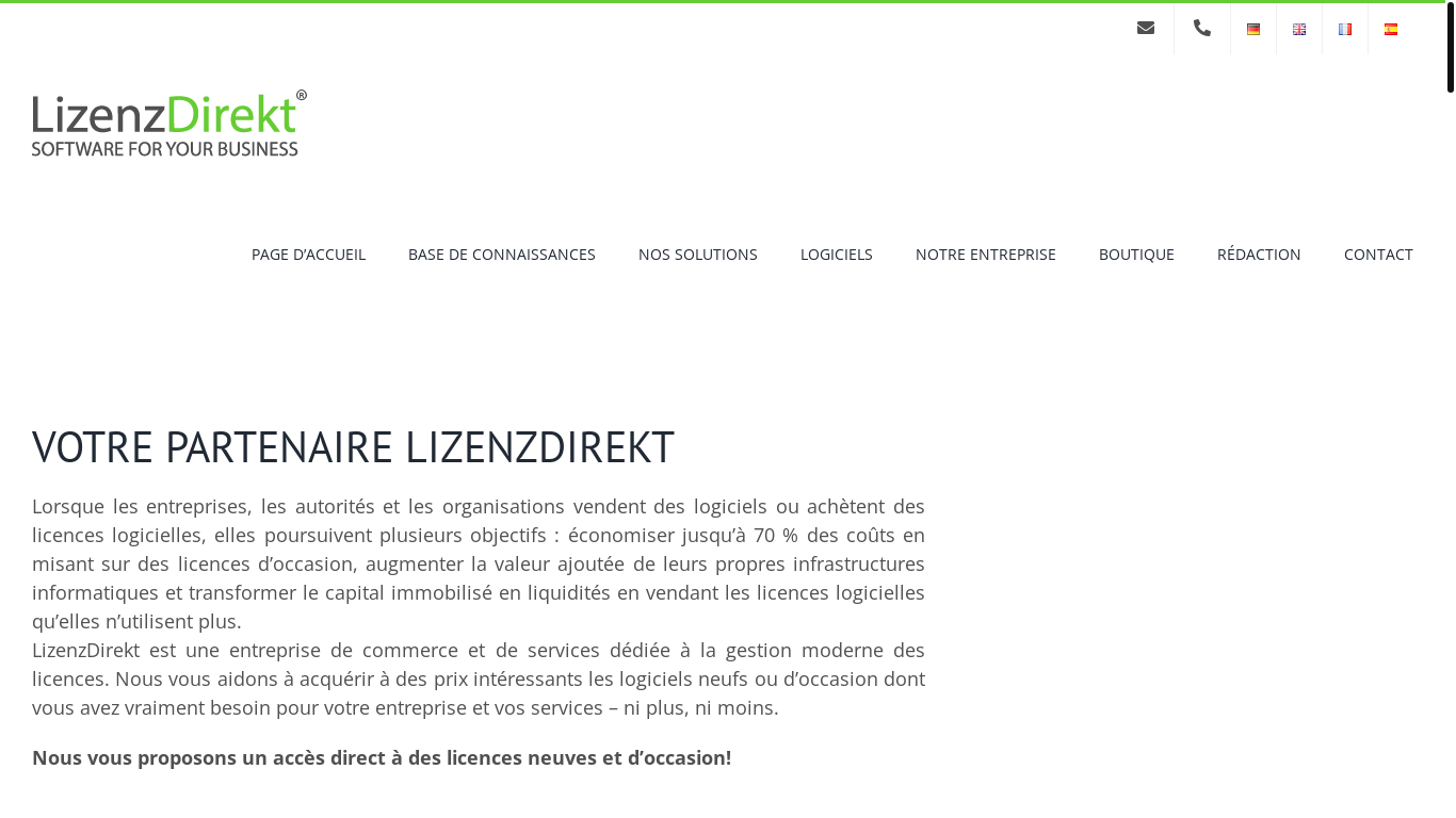 website screenshot of https://lizenzdirekt.fr/