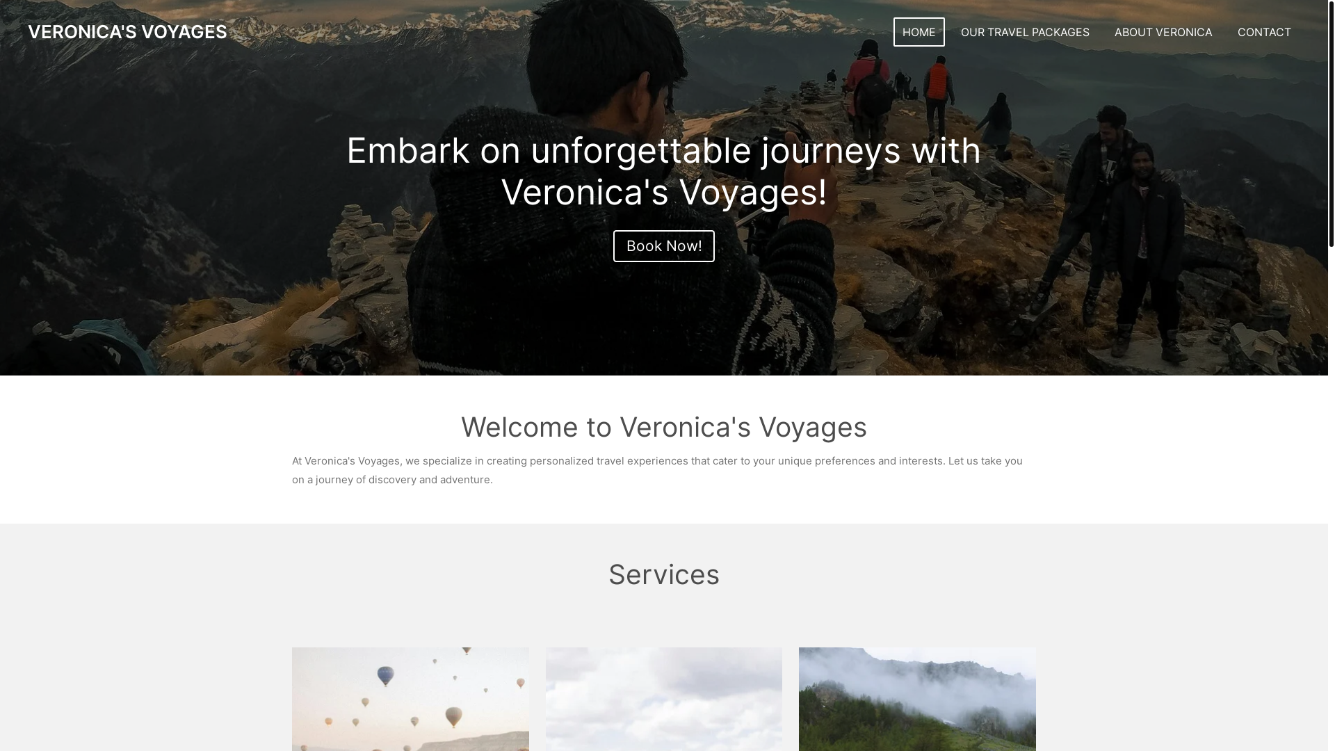 website screenshot of https://veronicasvoyages.com/