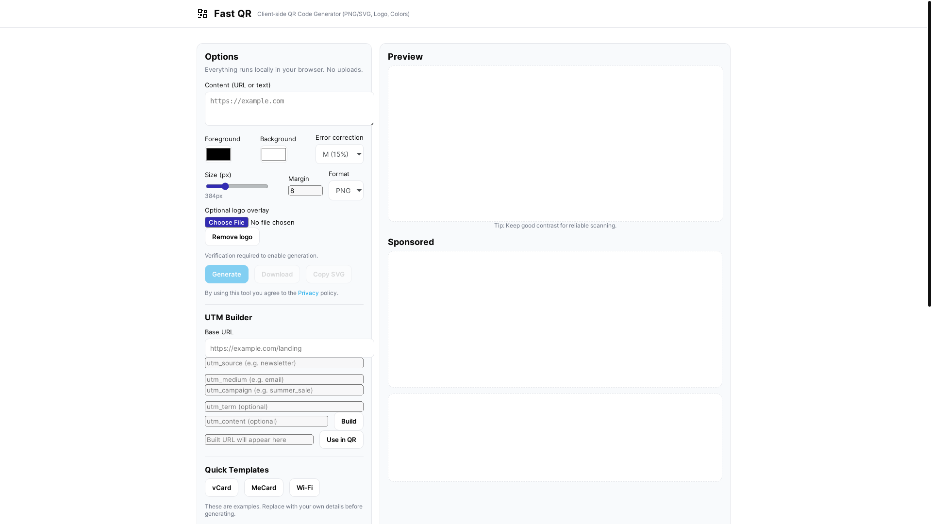 website screenshot of https://qr-generate-cgq.pages.dev/