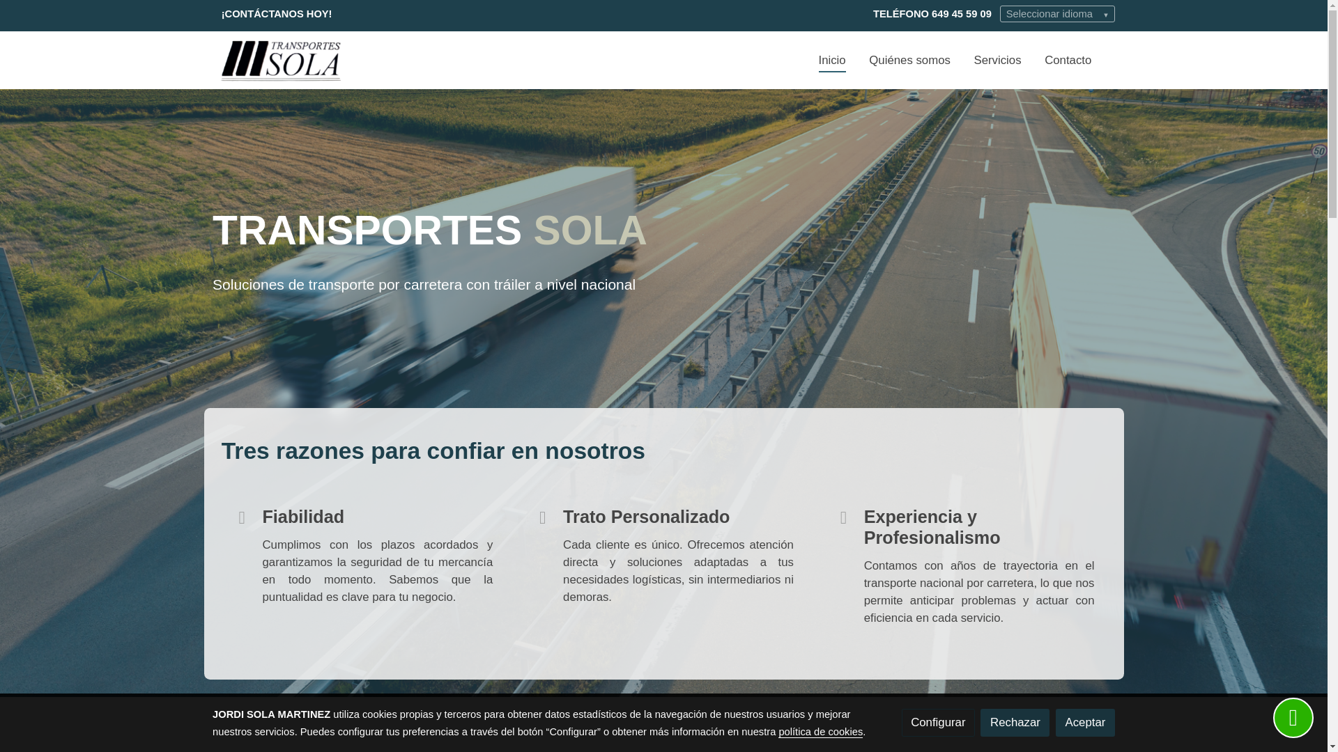 website screenshot of https://transportessola.es/