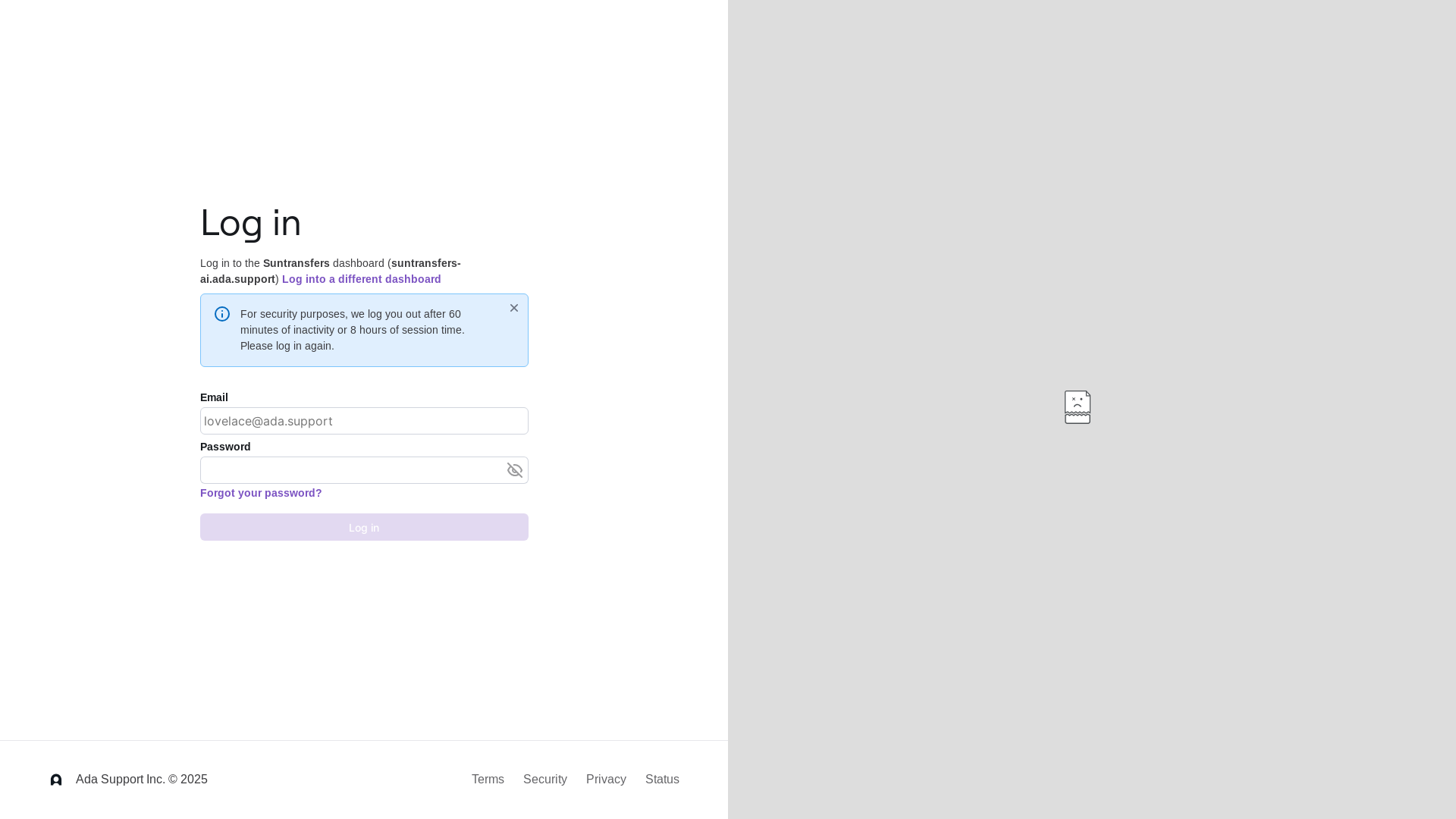 website screenshot of https://suntransfers-ai.ada.support/