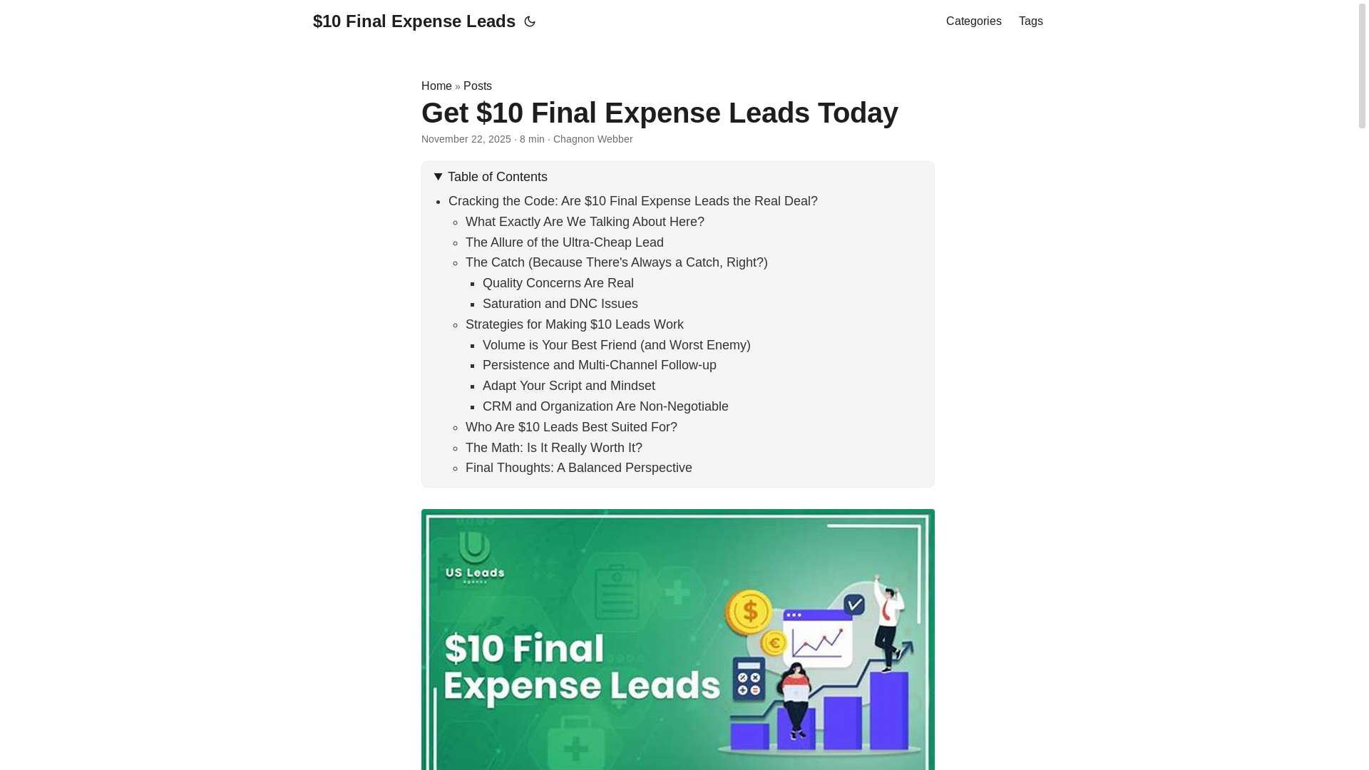 website screenshot of https://10finalexpenseleads.pages.dev/