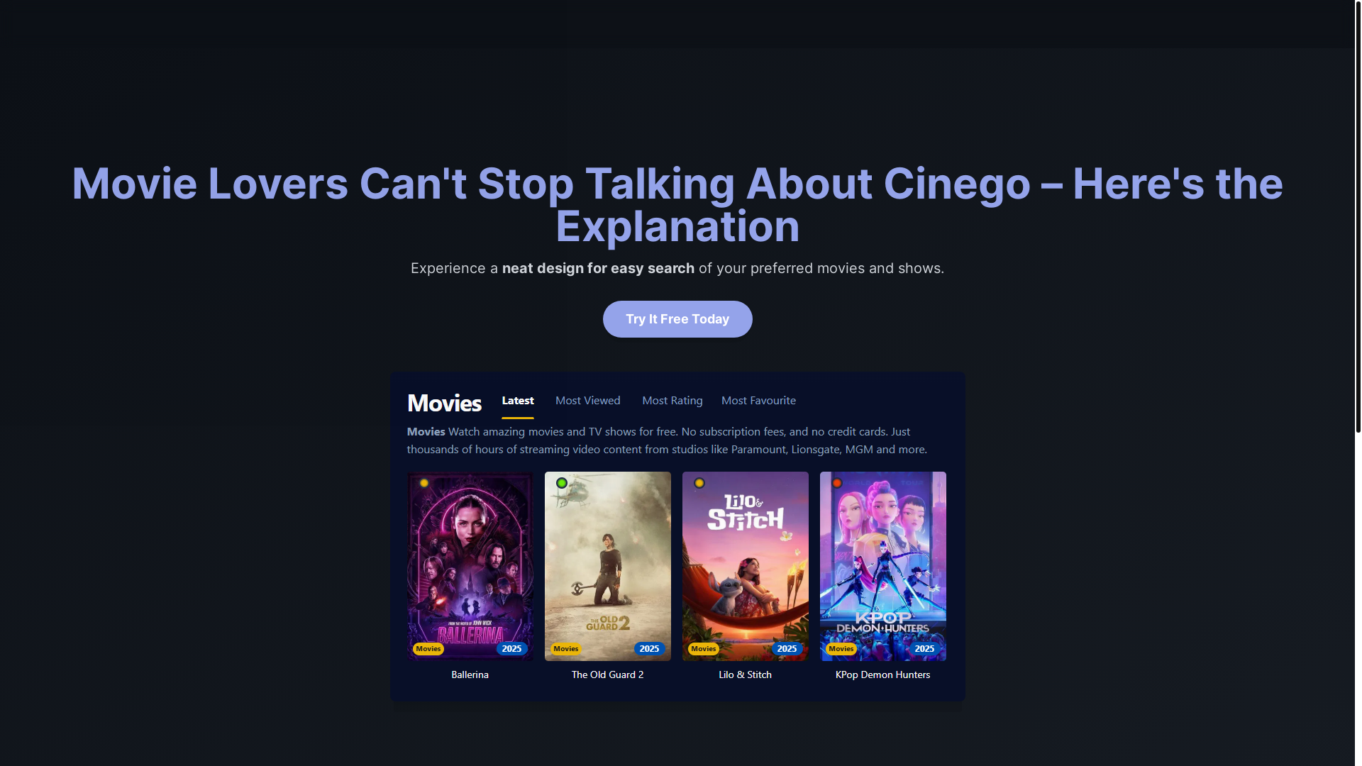 website screenshot of https://cinego-7ai7.pages.dev/